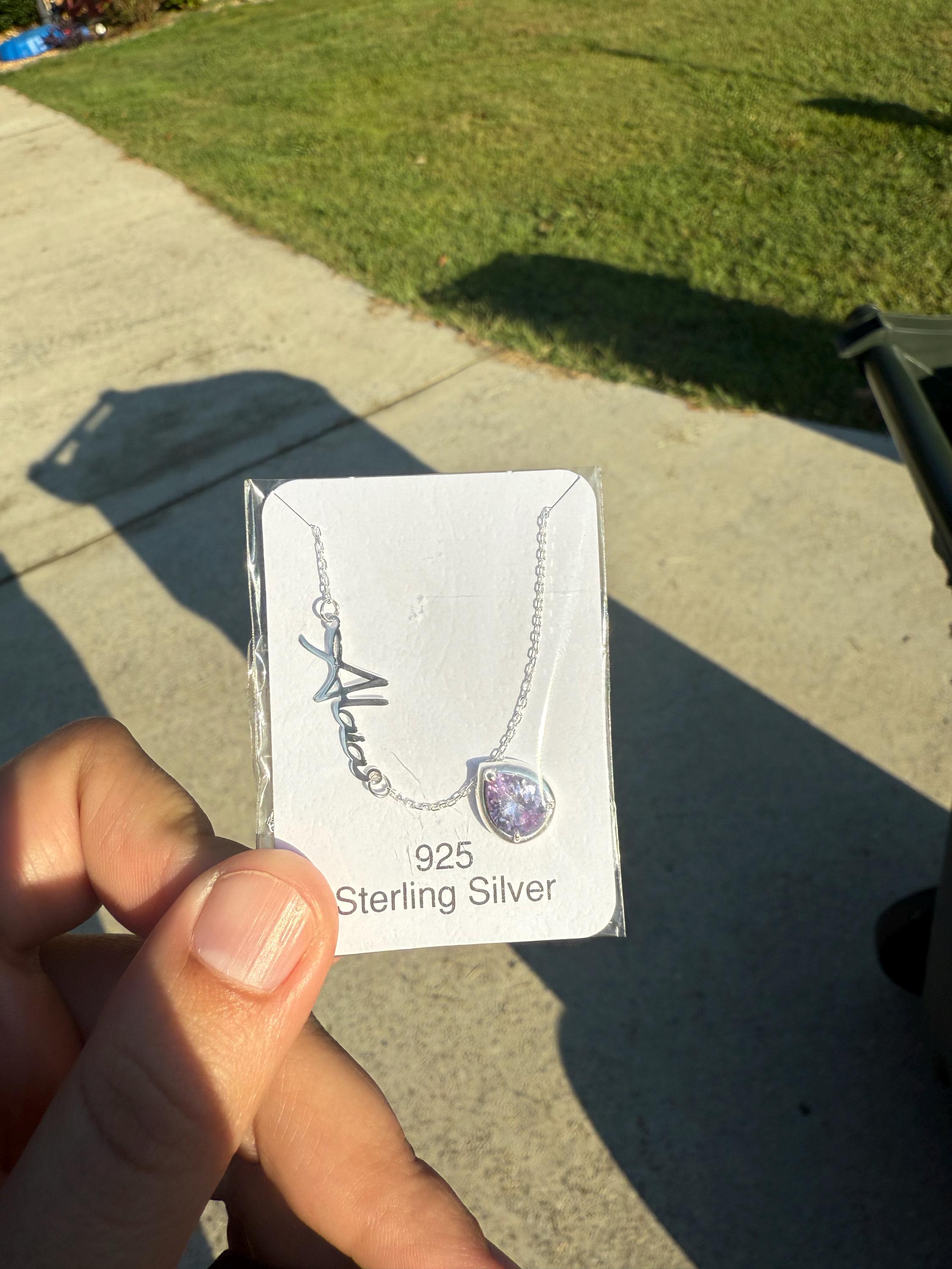 Handmade Alexandrite Birthstone Necklace, Personalized June Birthstone Name Necklace, Anniversary Gifts for Wife, Christmas Gift for Her
