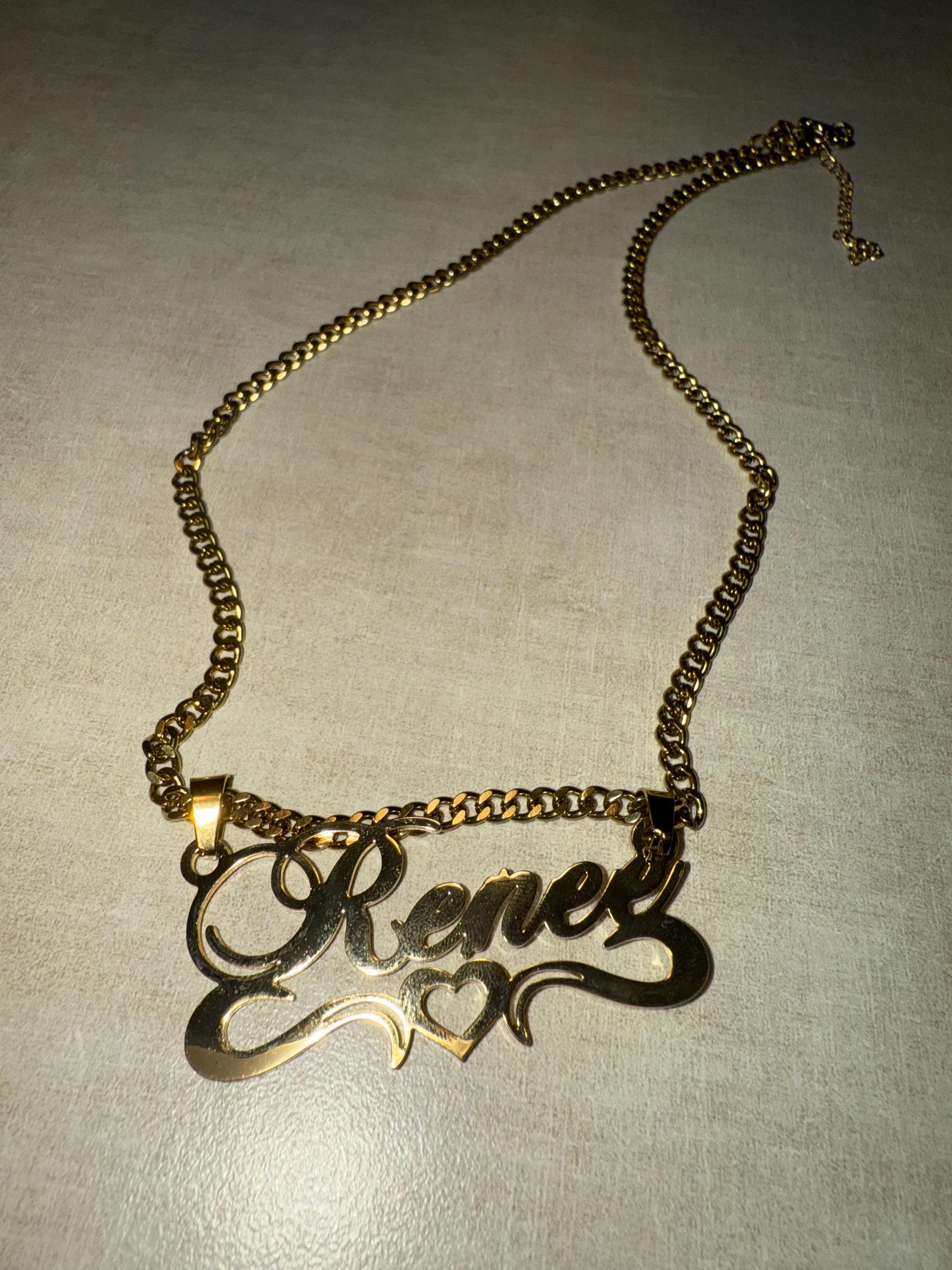 14K Gold Filled Name Name Necklace, Custom Name Necklace, Cuban Name Necklace, Nameplate Necklace, Personalized Necklace Women