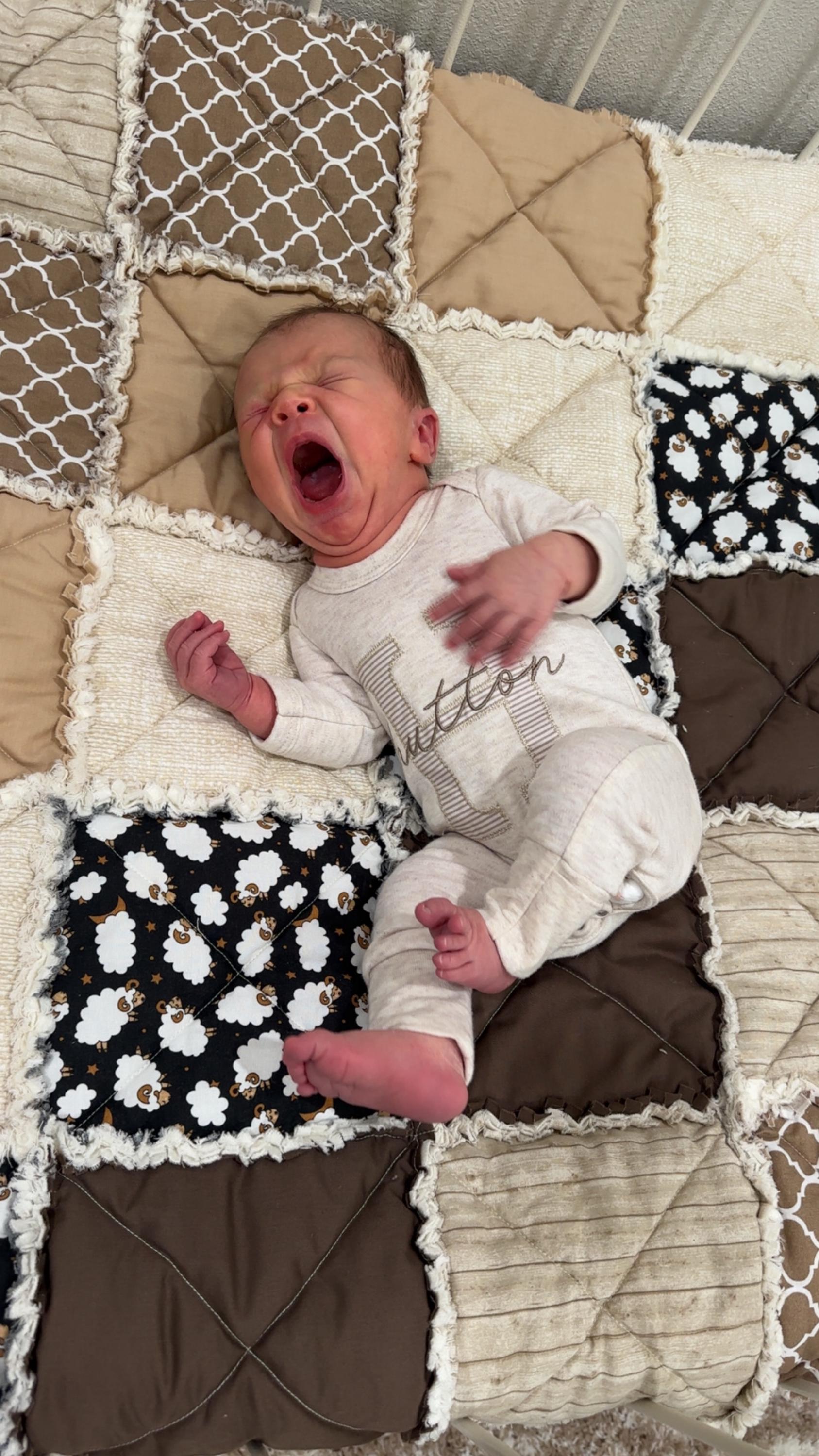 Personalized neutral baby romper and hat set, custom infant boy coming home outfit, baby shower gift, beige with footies, taupe tan