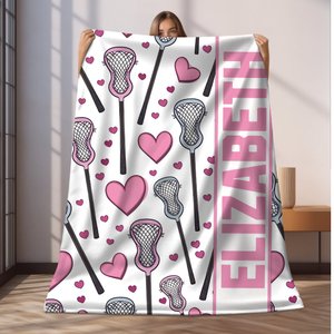Custom Lacrosse Blanket, Personalized Kids Blanket, Sports Blanket, Custom Gift, Plush Blanket, Soft Cozy Throw Blanket, Girls Lacrosse