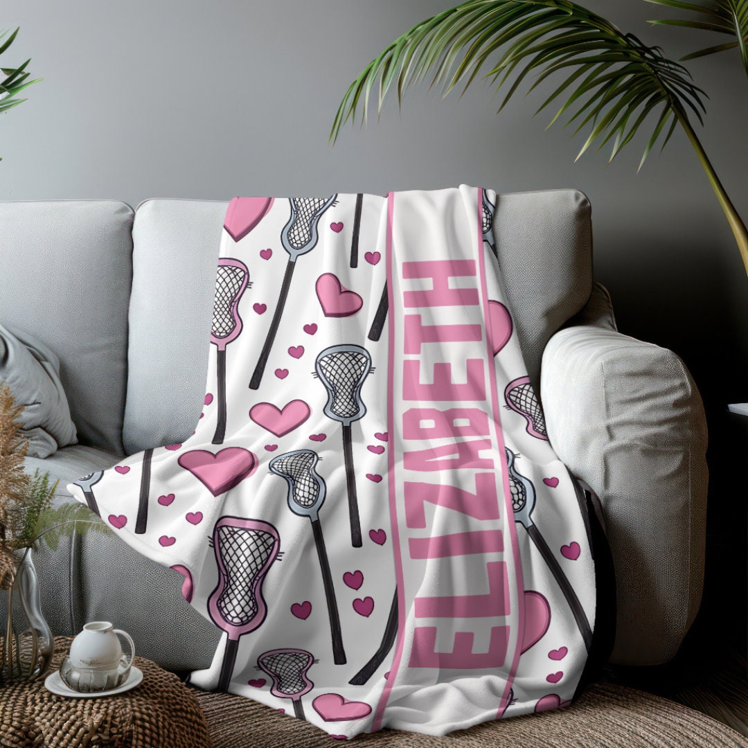 Custom Lacrosse Blanket, Personalized Kids Blanket, Sports Blanket, Custom Gift, Plush Blanket, Soft Cozy Throw Blanket, Girls Lacrosse