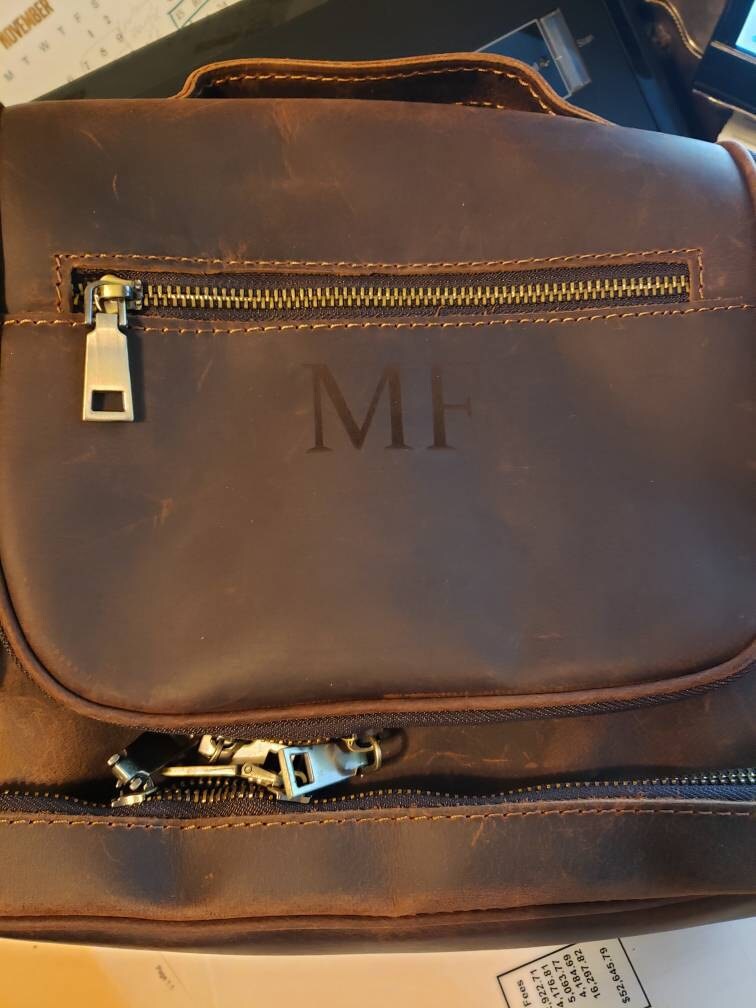 Personalized Groomsmen Gift,Waterproof Leather Toiletry Bag, Hanging Leather Dopp Kit, Men's Shaving Kit, Groomsman Gift, Christmas Day Gift