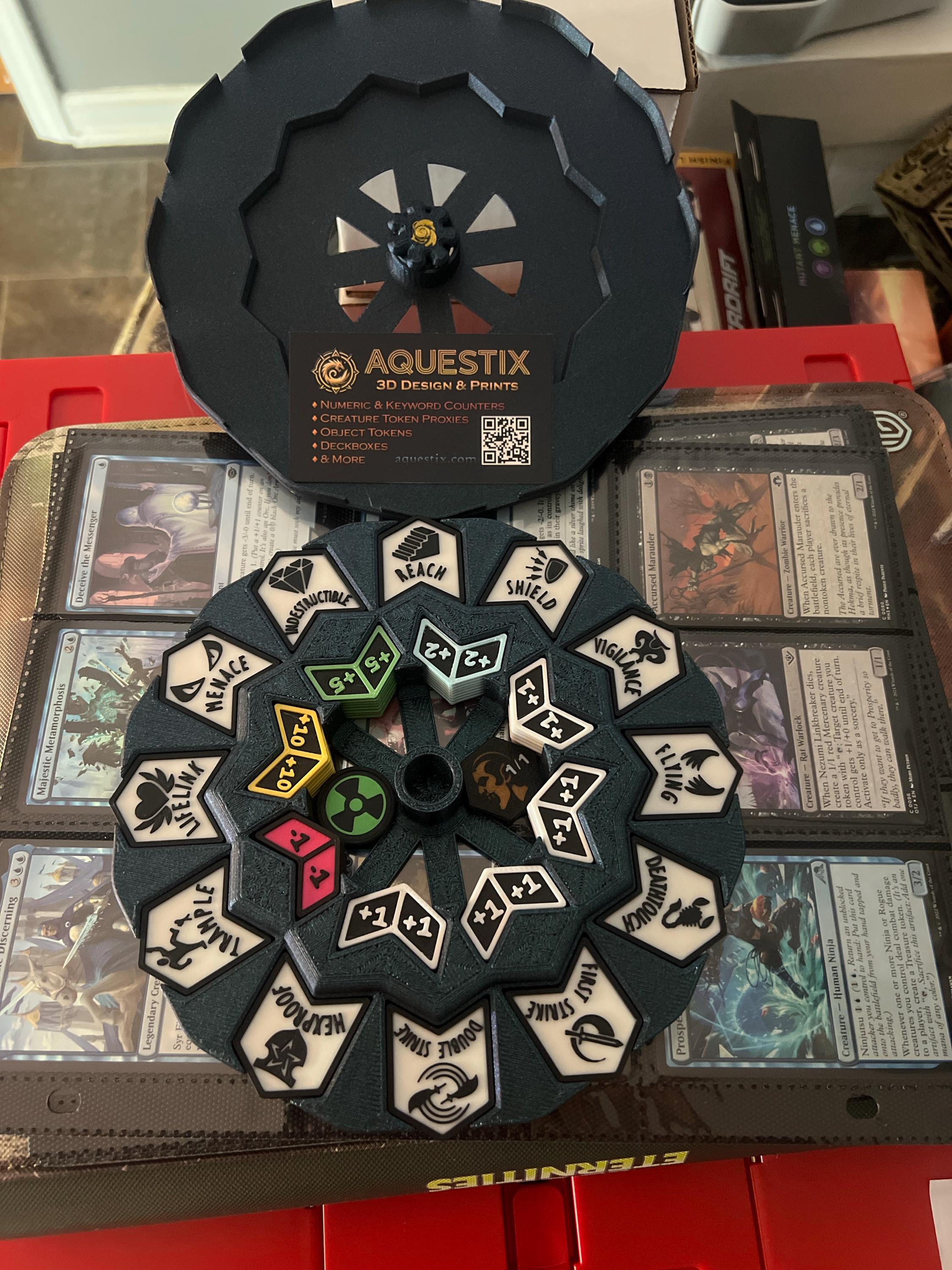136-piece Keyword & Numeric (+X/+X) Counter Set for Magic the Gathering (MTG) with Custom Holder