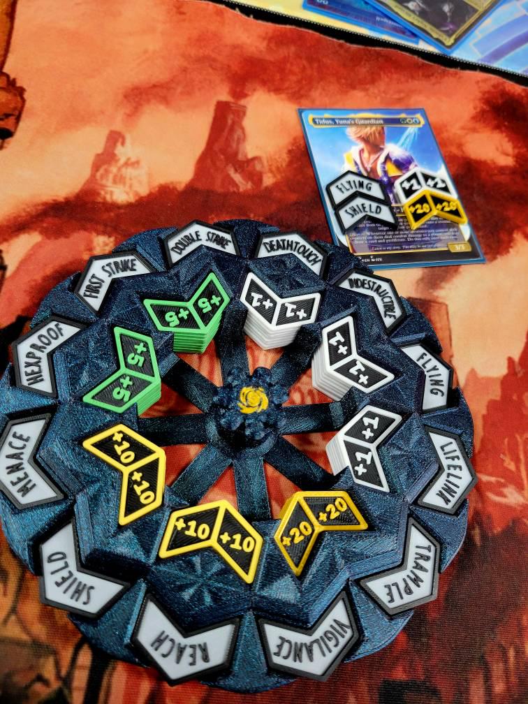 136-piece Keyword & Numeric (+X/+X) Counter Set for Magic the Gathering (MTG) with Custom Holder