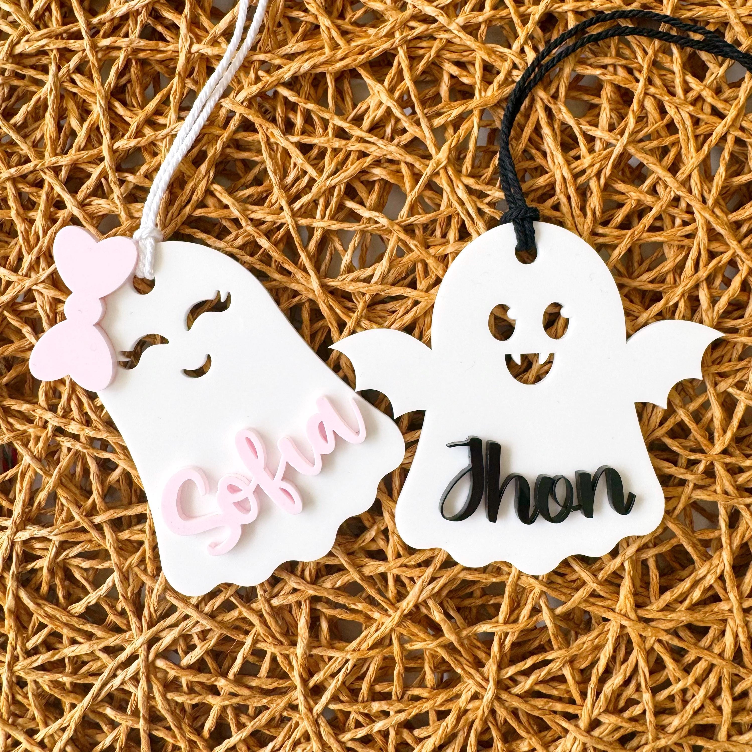 Ghost Halloween Boo Basket Tag Halloween Personalized Boo Bag Tag With Name Ghost Halloween Theme Gift for Kids Halloween Bucket Acrylic Tag