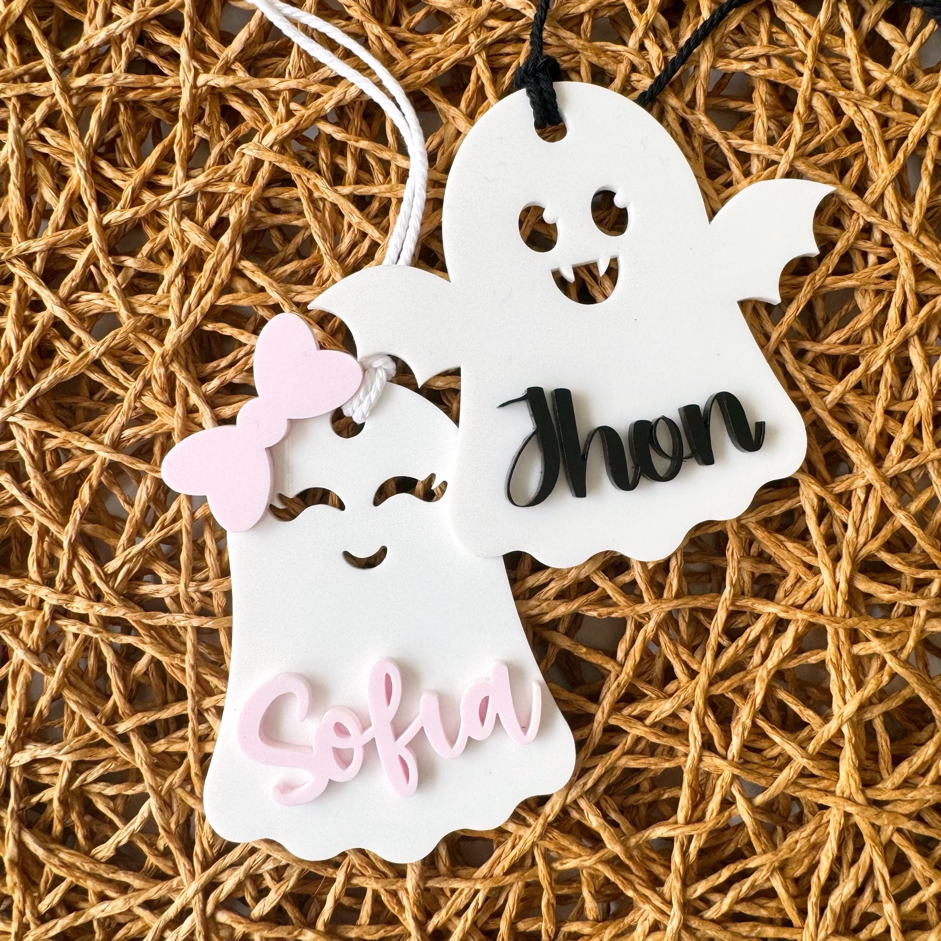 Ghost Halloween Boo Basket Tag Halloween Personalized Boo Bag Tag With Name Ghost Halloween Theme Gift for Kids Halloween Bucket Acrylic Tag