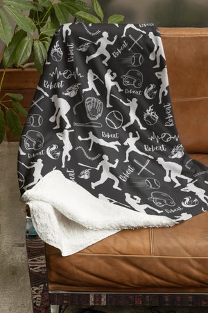 Personalized Baseball Blanket: Custom Minky Sherpa Throw