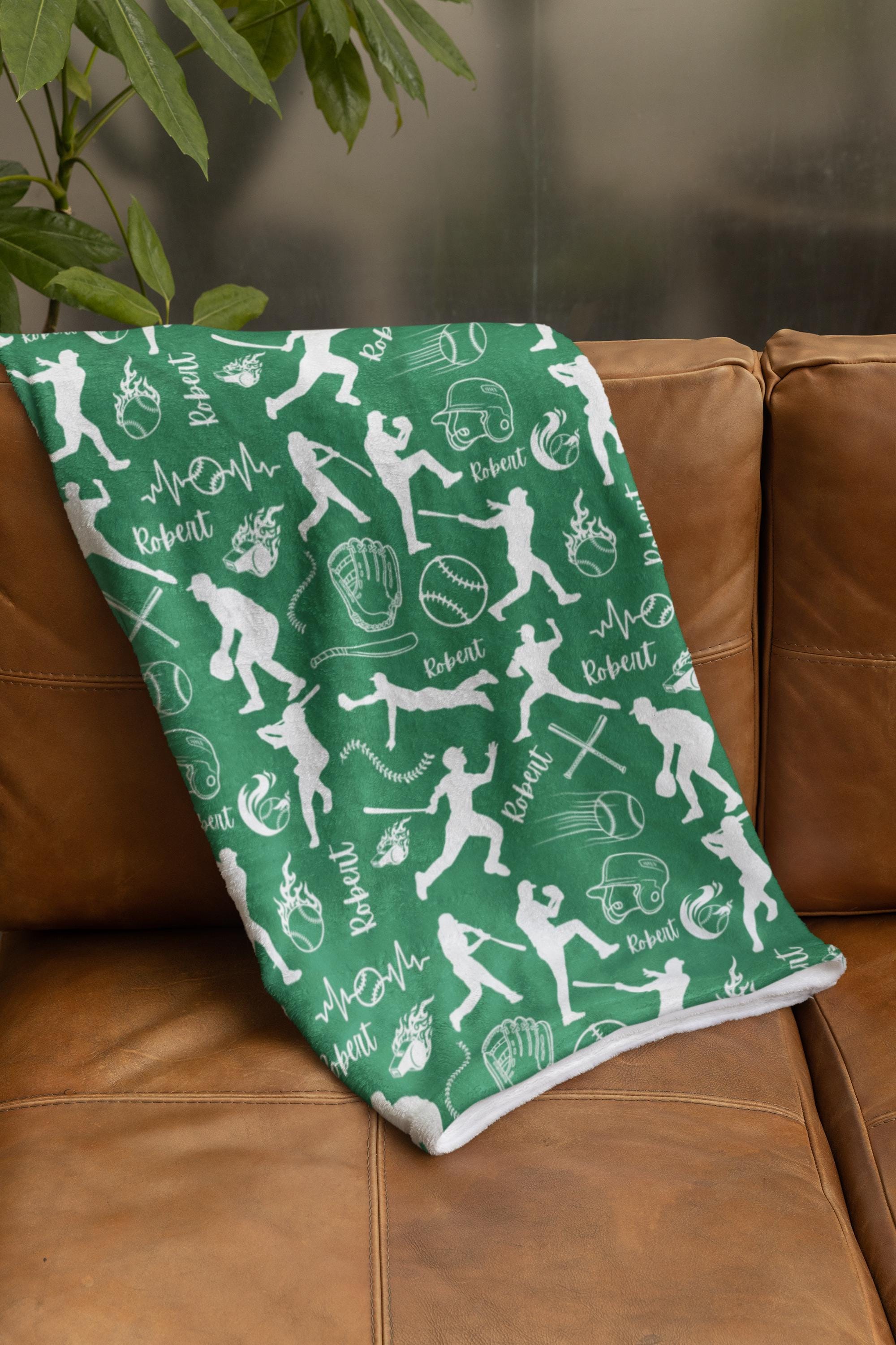 Personalized Baseball Blanket: Custom Minky Sherpa Throw