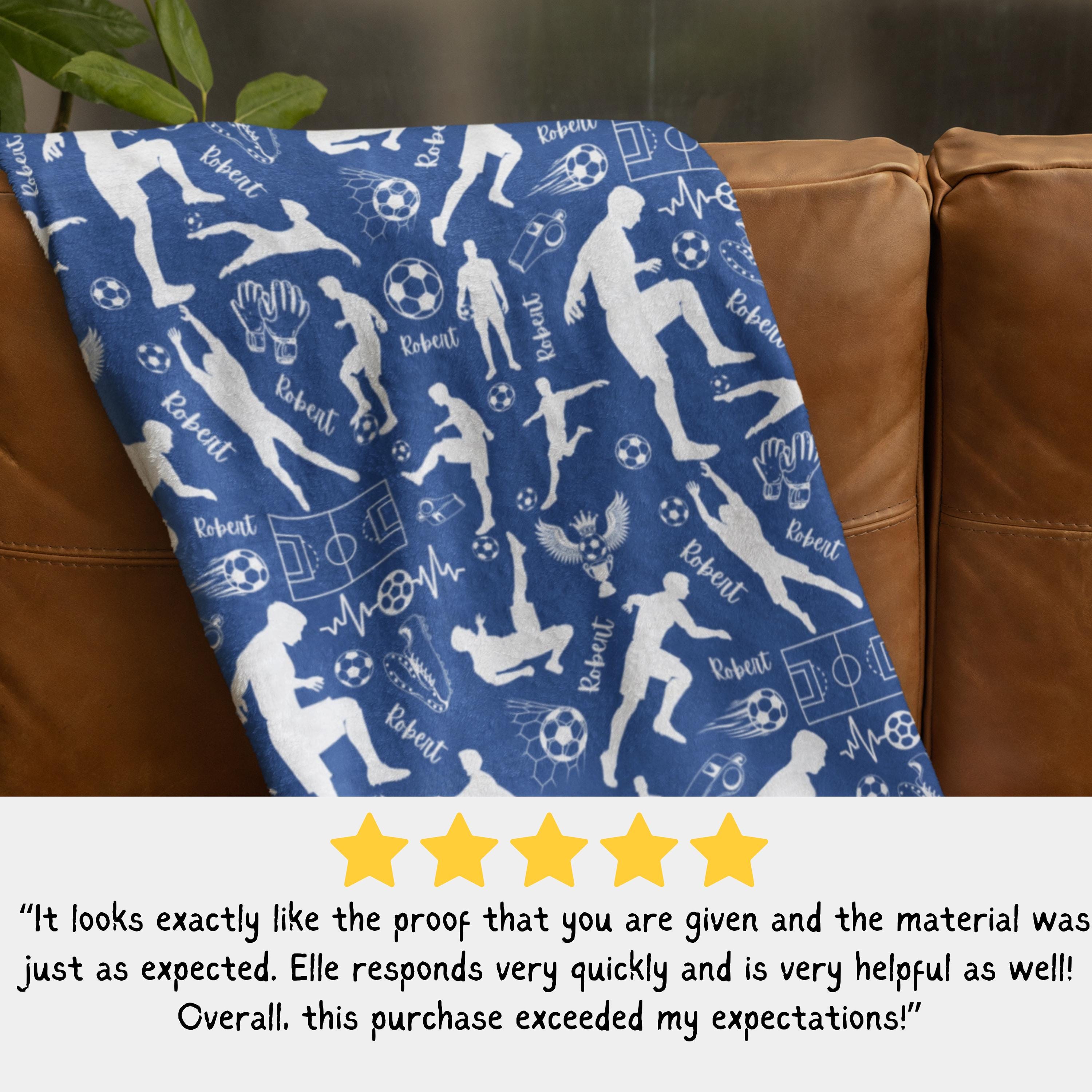 Personalized Soccer Player Blanket, Custom Footballers Minky Blanket, Customized Sports Sherpa Blankie, Soccer Birthday Gift, Kidsroom Throw