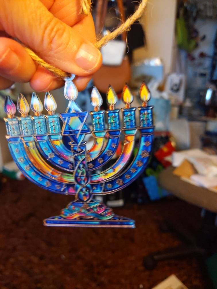 Hanukkah Christmas Ornament, 2D Flat Ornament, Hanukkah Christmas Tree Hanging Decor, Christian Family Ornament