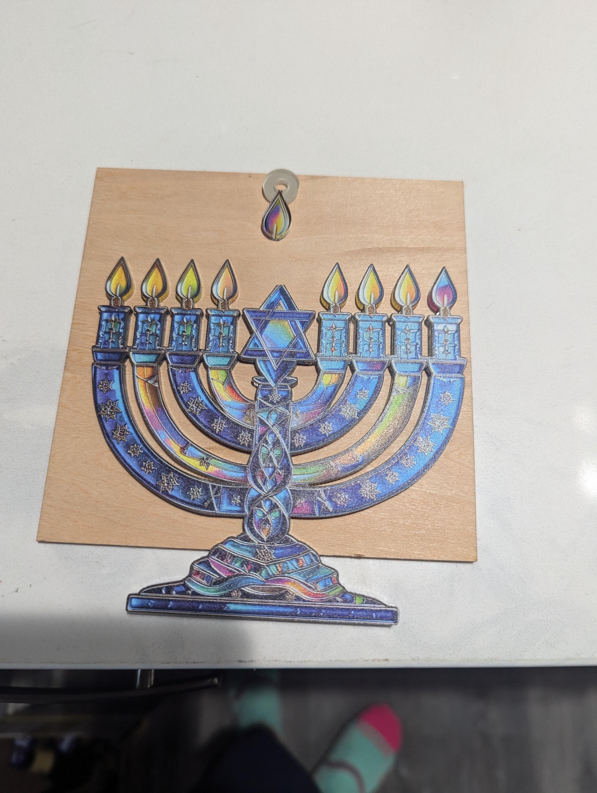 Hanukkah Christmas Ornament, 2D Flat Ornament, Hanukkah Christmas Tree Hanging Decor, Christian Family Ornament