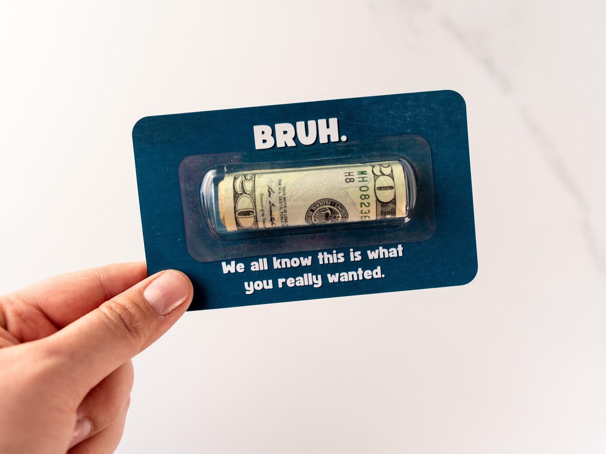 Funny Cash Gift for Teen Boy - Bruh Money Card - Money Holder Gift for Teens - give cash as a gift for birthday, holiday, Christmas