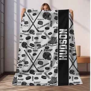Custom Hockey Blanket, Personalized Kids Blanket, Sport Blanket, Custom Gift, Soft Cozy Throw, Personalized Hockey, Hockey Gift, Hockey Team