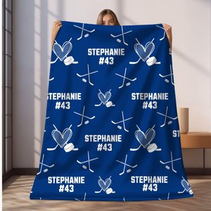 Custom Hockey Blanket, Personalized Kids Blanket, Sport Blanket, Custom Gift, Hockey Girl Throw, Personalized Hockey Gift, Hockey Team
