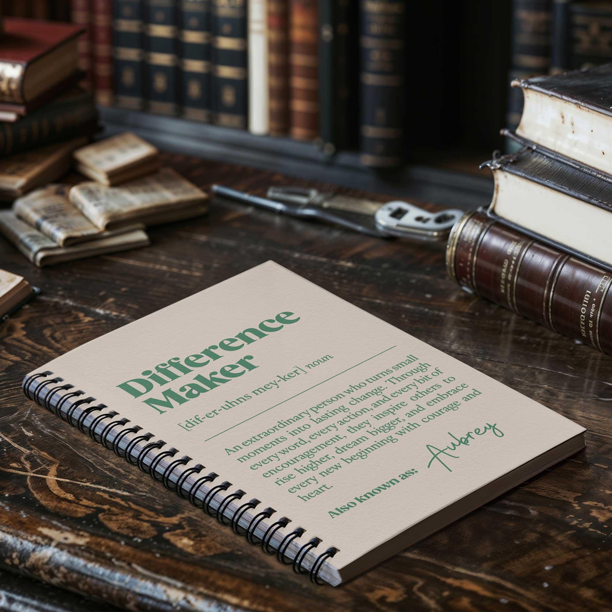 Personalized Difference Maker Journal, Custom Difference Maker Gift With Heartfelt Definition, Going Away Gift For Coworker, Leader Present
