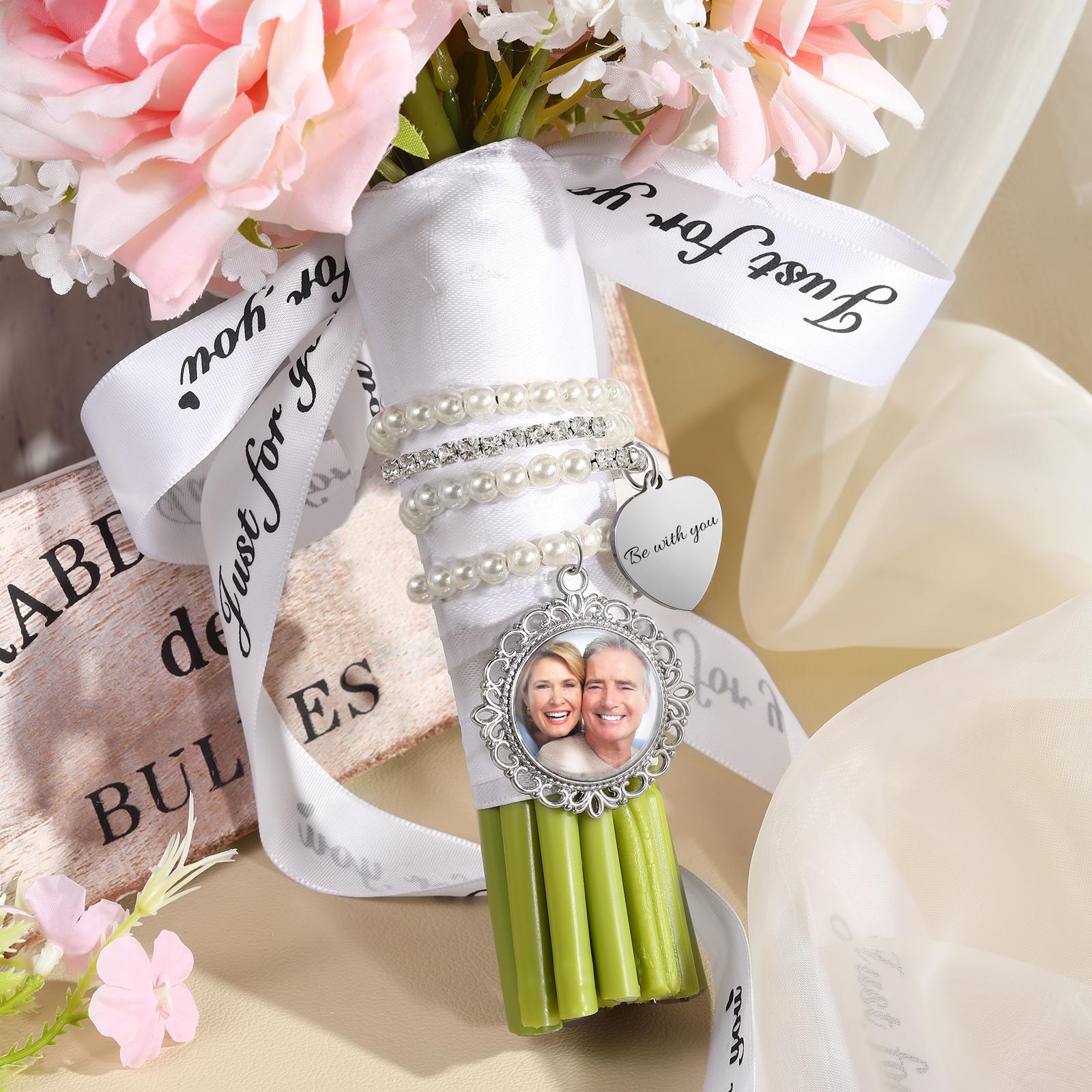 Custom Bridal Wedding Bouquet Charm,Wedding Photo Bouquet Charm,Wedding Memorial Photo Gift,Bridal Shower Gift,Wrapping Around Bouquet Charm