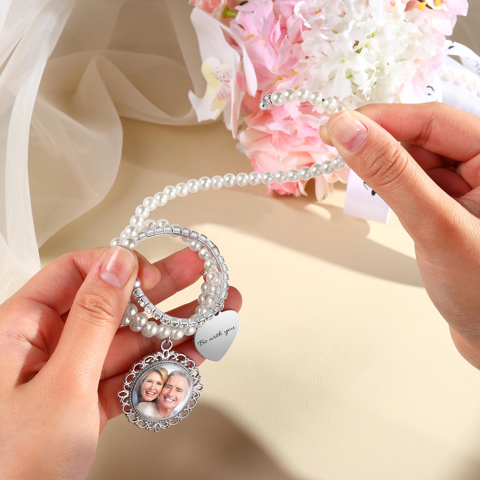 Custom Bridal Wedding Bouquet Charm,Wedding Photo Bouquet Charm,Wedding Memorial Photo Gift,Bridal Shower Gift,Wrapping Around Bouquet Charm