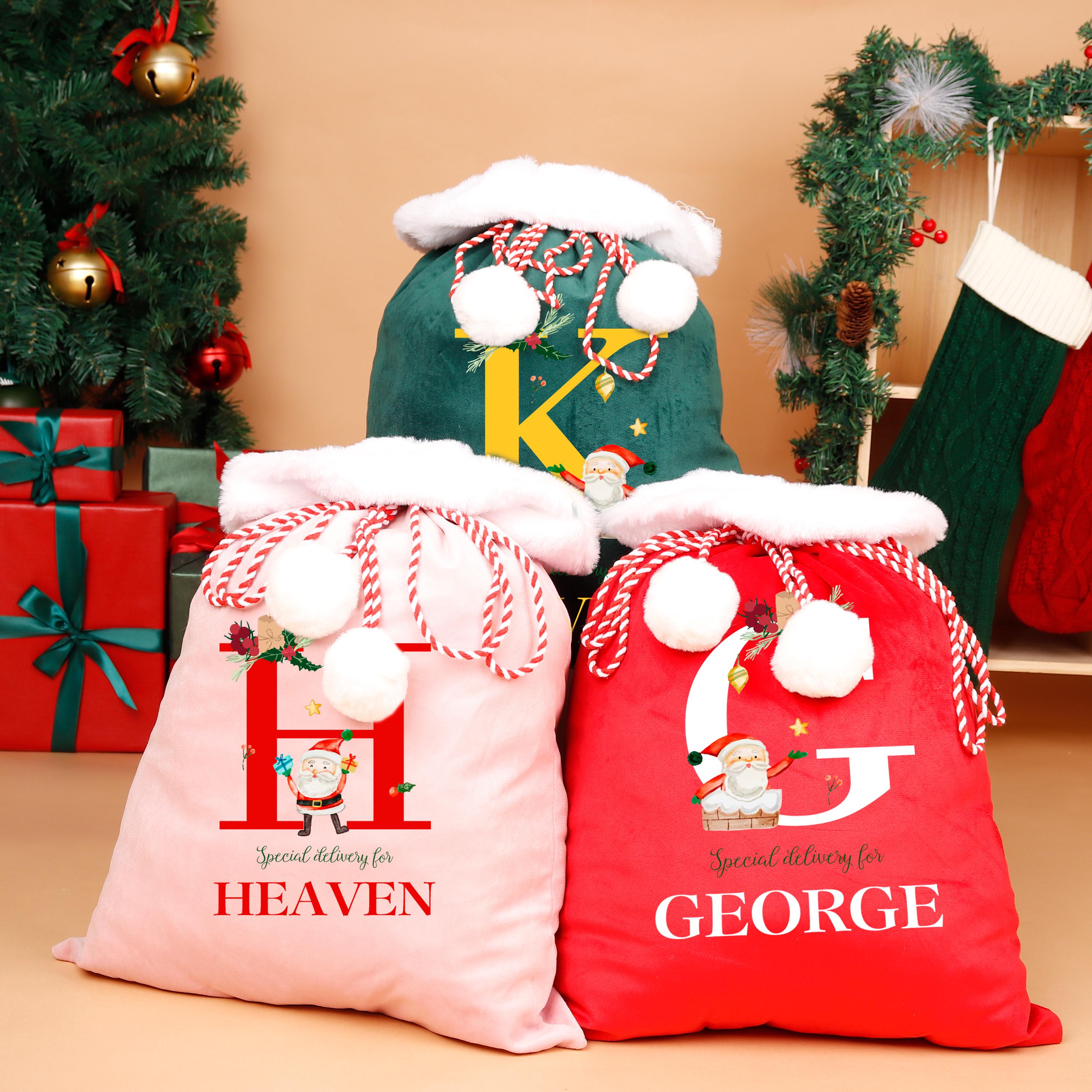 Custom Christmas Party Gift Bag, Christmas Bag with Name, Santa Sack,Velvet Santa Sack, Christmas Gift ,Christmas Eve Bag,Holiday Gift Sack