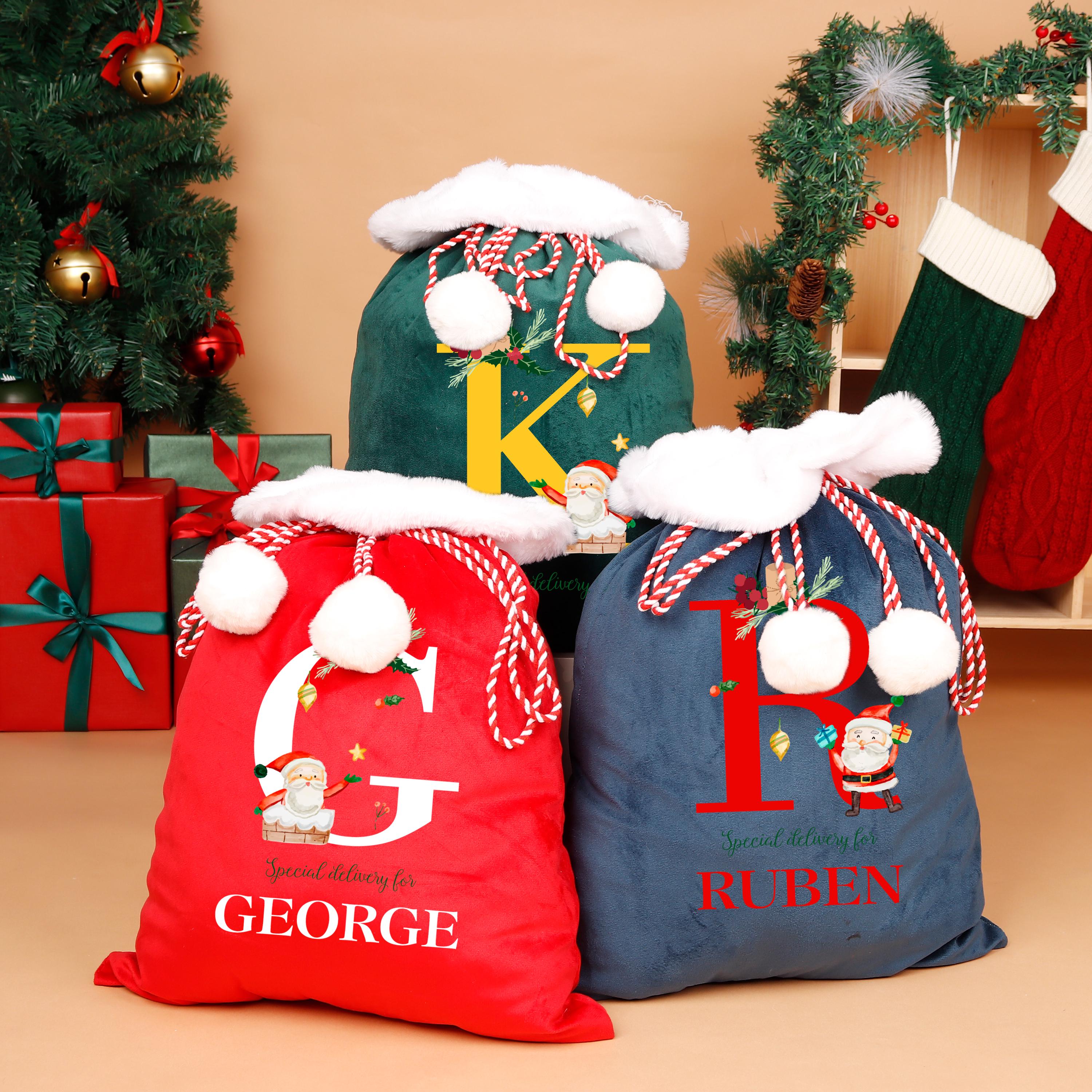 Custom Christmas Party Gift Bag, Christmas Bag with Name, Santa Sack,Velvet Santa Sack, Christmas Gift ,Christmas Eve Bag,Holiday Gift Sack