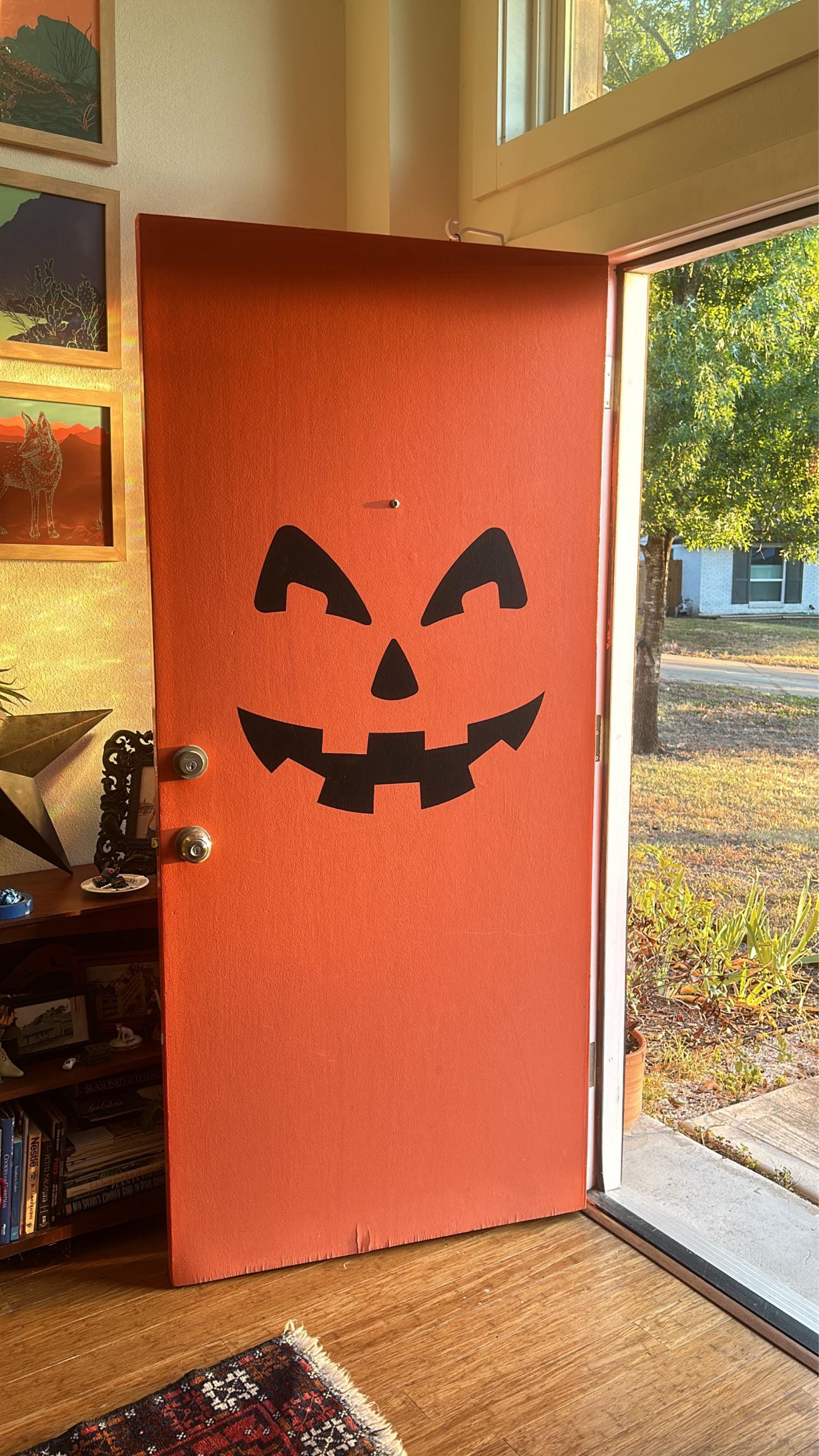 Jack-o-lantern Door Decal | Scary Face | Halloween Wall Sticker