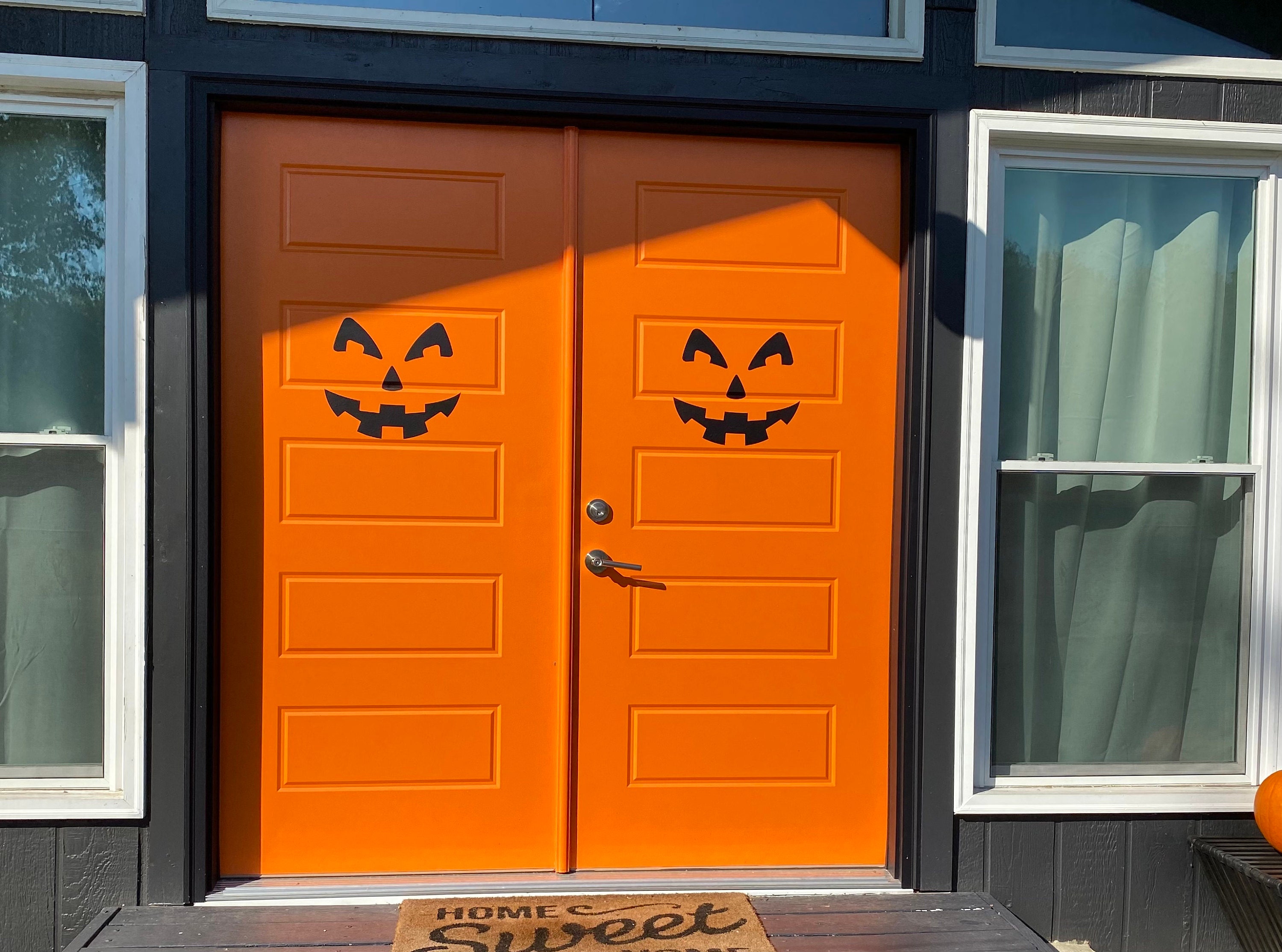 Jack-o-lantern Door Decal | Scary Face | Halloween Wall Sticker