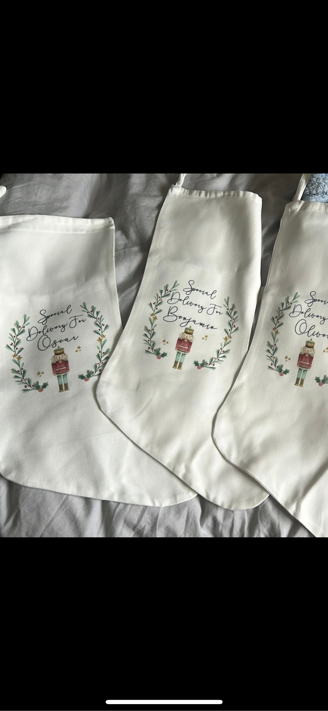 personalised santa sack, Christmas sack, Christmas nutcracker, sugar plum fairy, girl, boy, Christmas Eve box, first Christmas gift