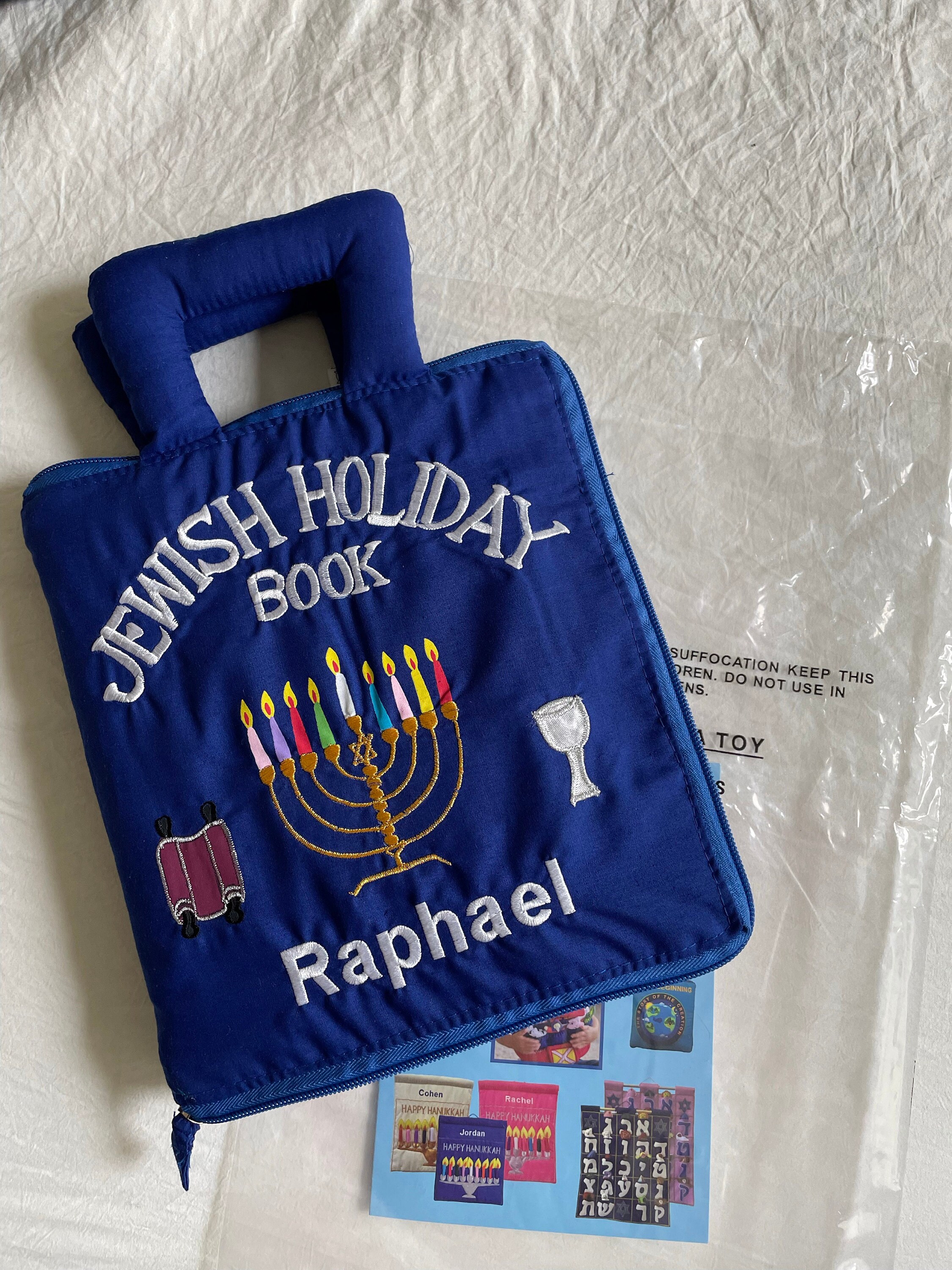 Personalized Jewish Holiday Book Cloth Interactive Kids Toddler Quiet Busy Book Hebrew Gift by Pockets of Learning