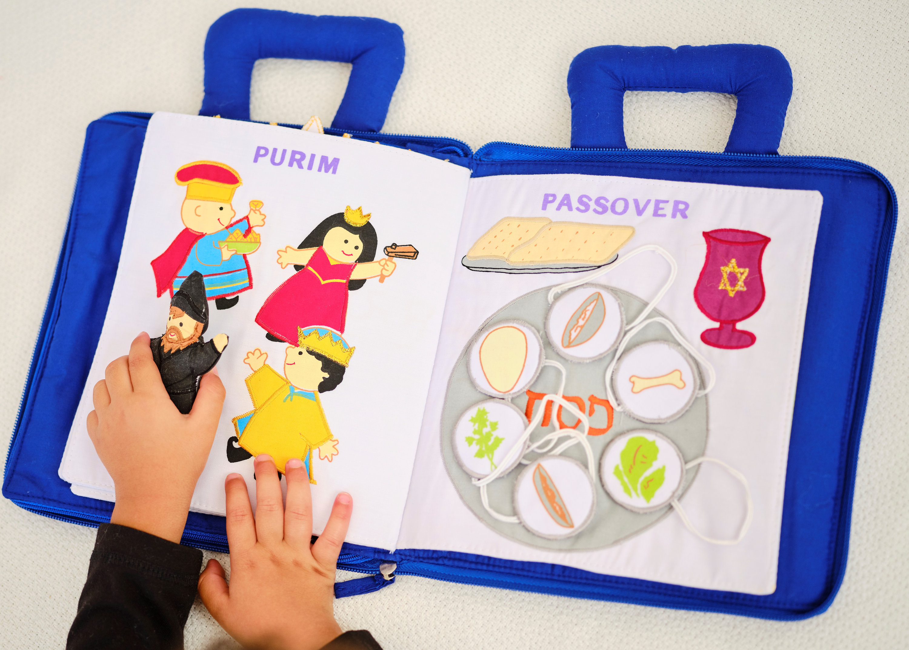 Personalized Jewish Holiday Book Cloth Interactive Kids Toddler Quiet Busy Book Hebrew Gift by Pockets of Learning