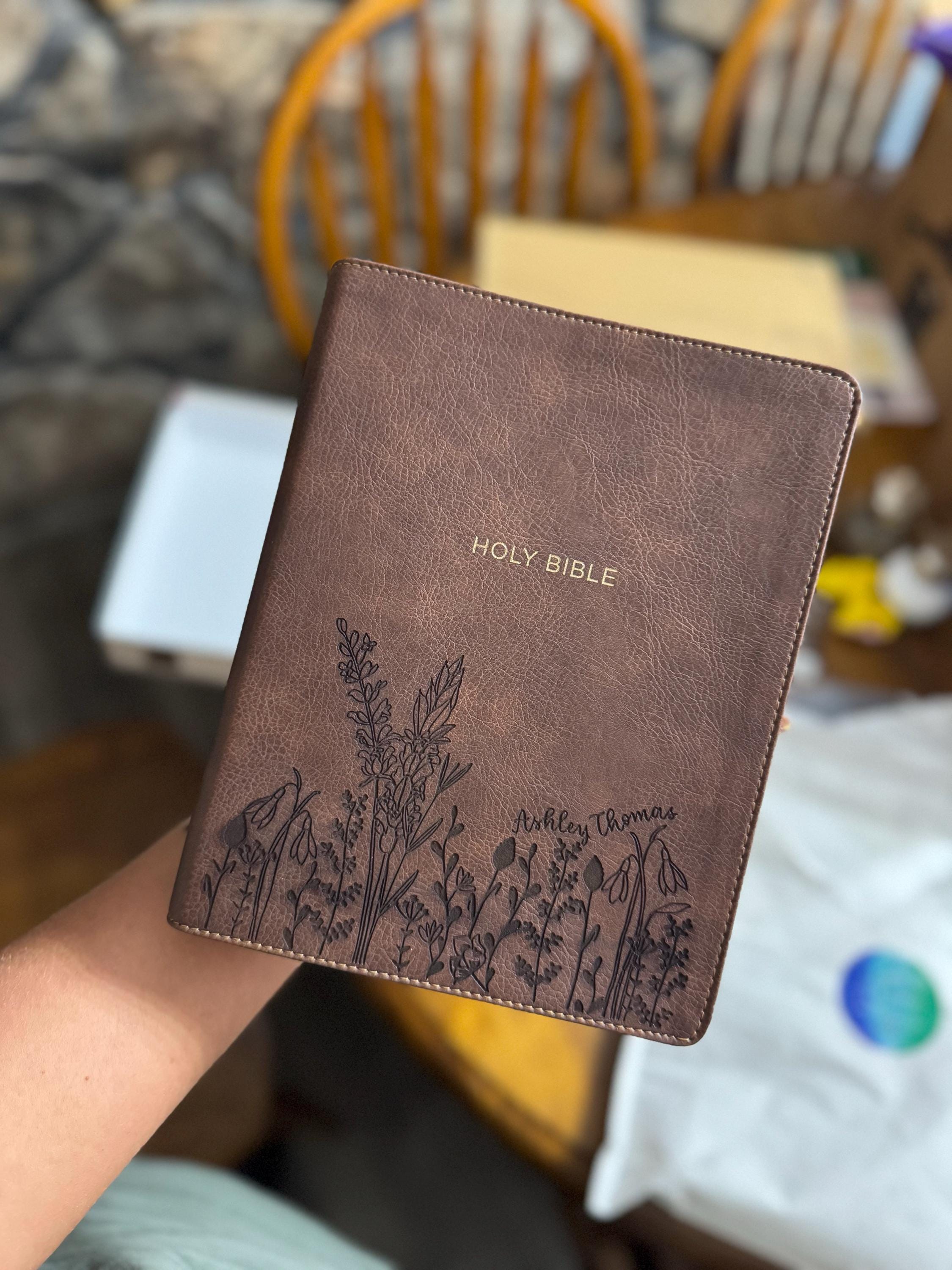 PERSONALIZED NKJV Reference Bible - Holy Bible with Wildflowers - Add Your Name along the flowers - CUSTOM