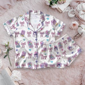 Soda Saja Boys Kpop Satin Pajamas Set, Kpop Saja Boys Soda Pop Pjs, Lover Drinks Loungewear, Coquette Saja Boys Sleepwear
