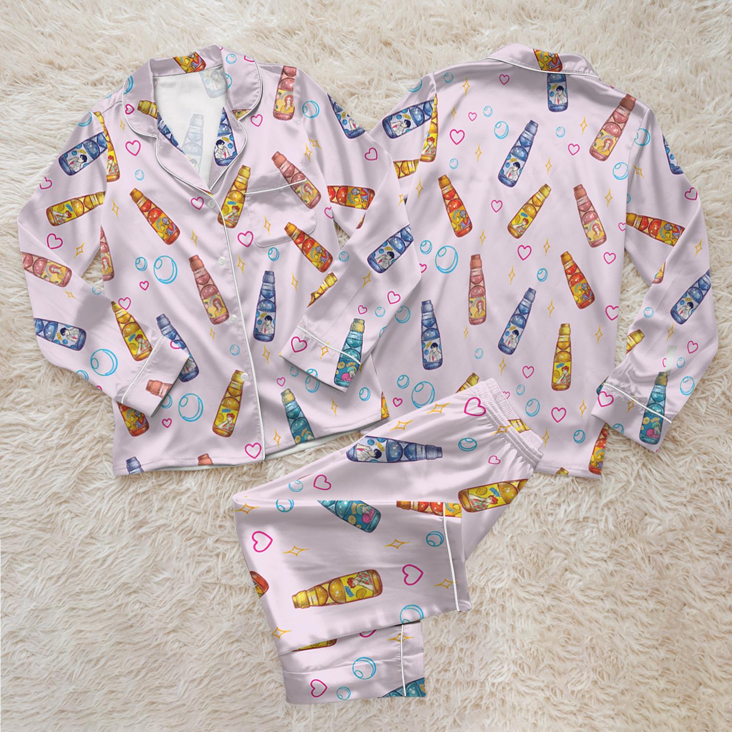 Saja Boys Soda Pop KPDH Satin Pajama Set, 100% You Little Soda Pop Sleepwear, Kpop Demon Boy Band Inspired PJs, Kpop Movie Hunter Pajamas