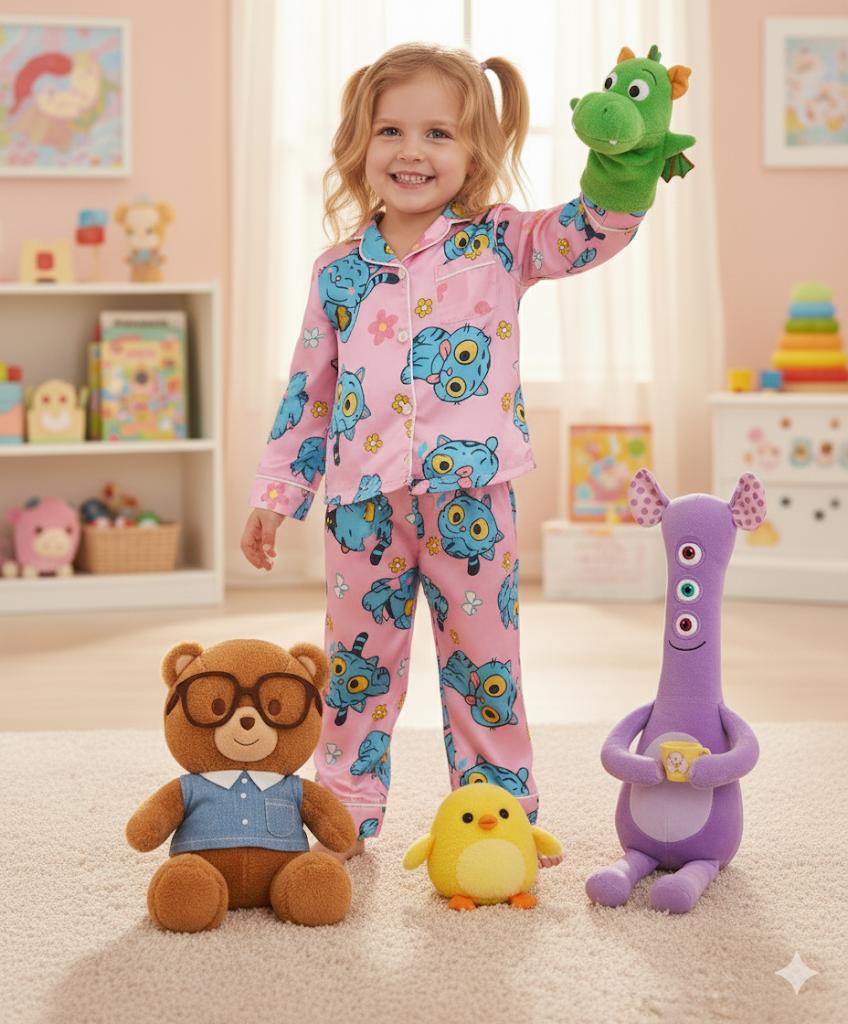 Derpy Tiger Kid Pajama set, Demon Hunters set, Huntrix Girls sleepwear, Mira Rumi Joey set, Demon Hunter Kids cosplay, Gift For Kpop PSJ533