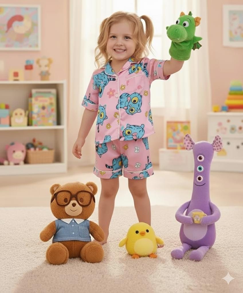 Derpy Tiger Kid Pajama set, Demon Hunters set, Huntrix Girls sleepwear, Mira Rumi Joey set, Demon Hunter Kids cosplay, Gift For Kpop PSJ533