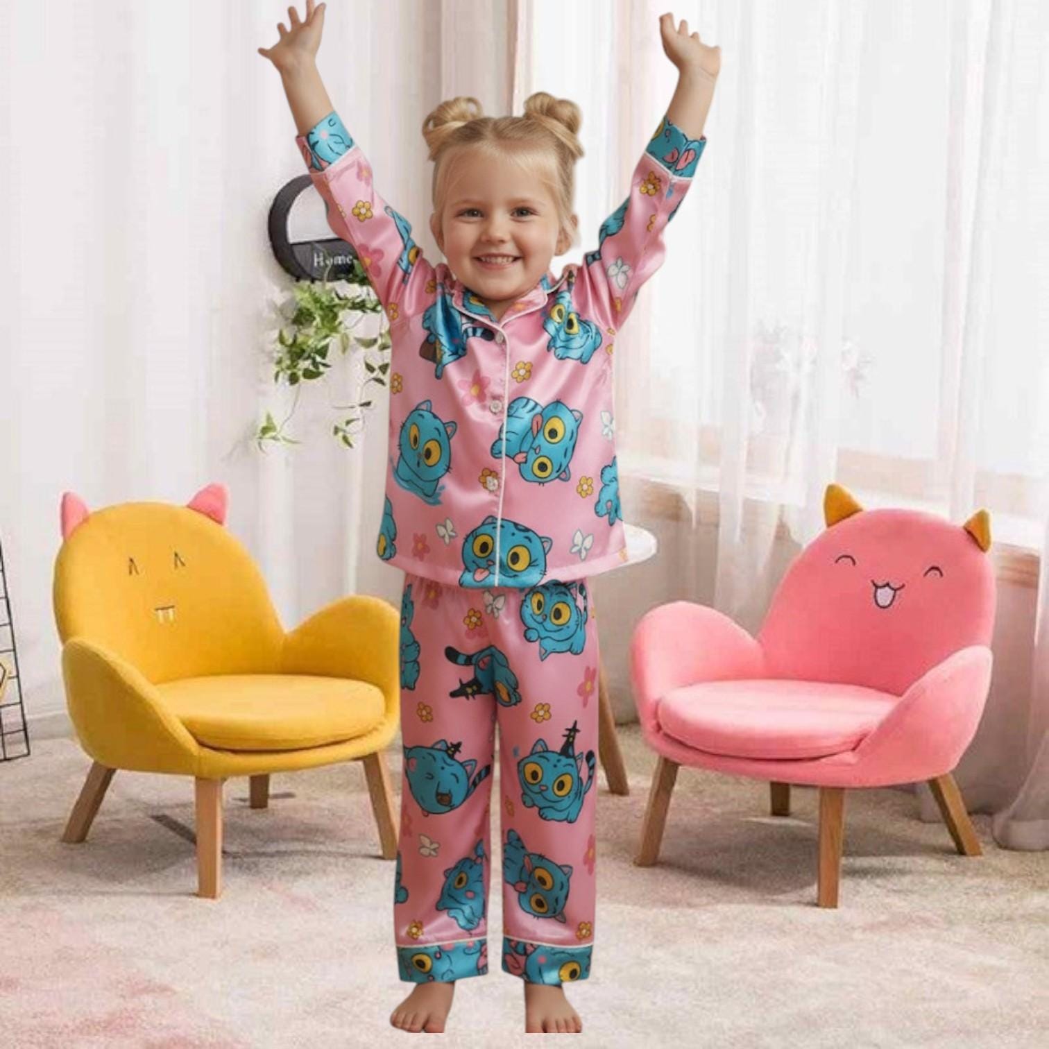Derpy Tiger Kid Pajama set, Demon Hunters set, Huntrix Girls sleepwear, Mira Rumi Joey set, Demon Hunter Kids cosplay, Gift For Kpop PSJ533