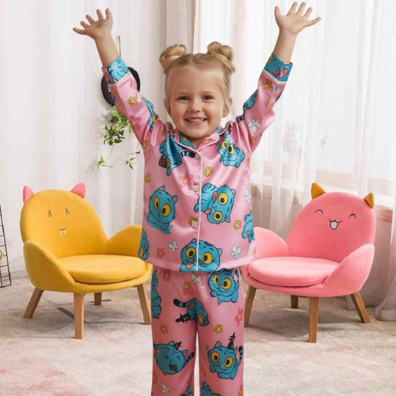Derpy Tiger Kid Pajama set, Demon Hunters set, Huntrix Girls sleepwear, Mira Rumi Joey set, Demon Hunter Kids cosplay, Gift For Kpop PSJ533