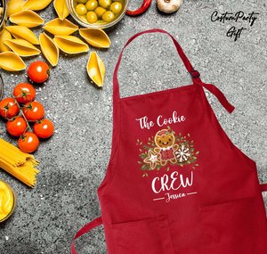 Personalized The Cookie Crew Apron, Funny Apron, Christmas Apron, Christmas Cookie Apron, Kitchen Gift Idea,Custom Name Apron, Cooking Gift