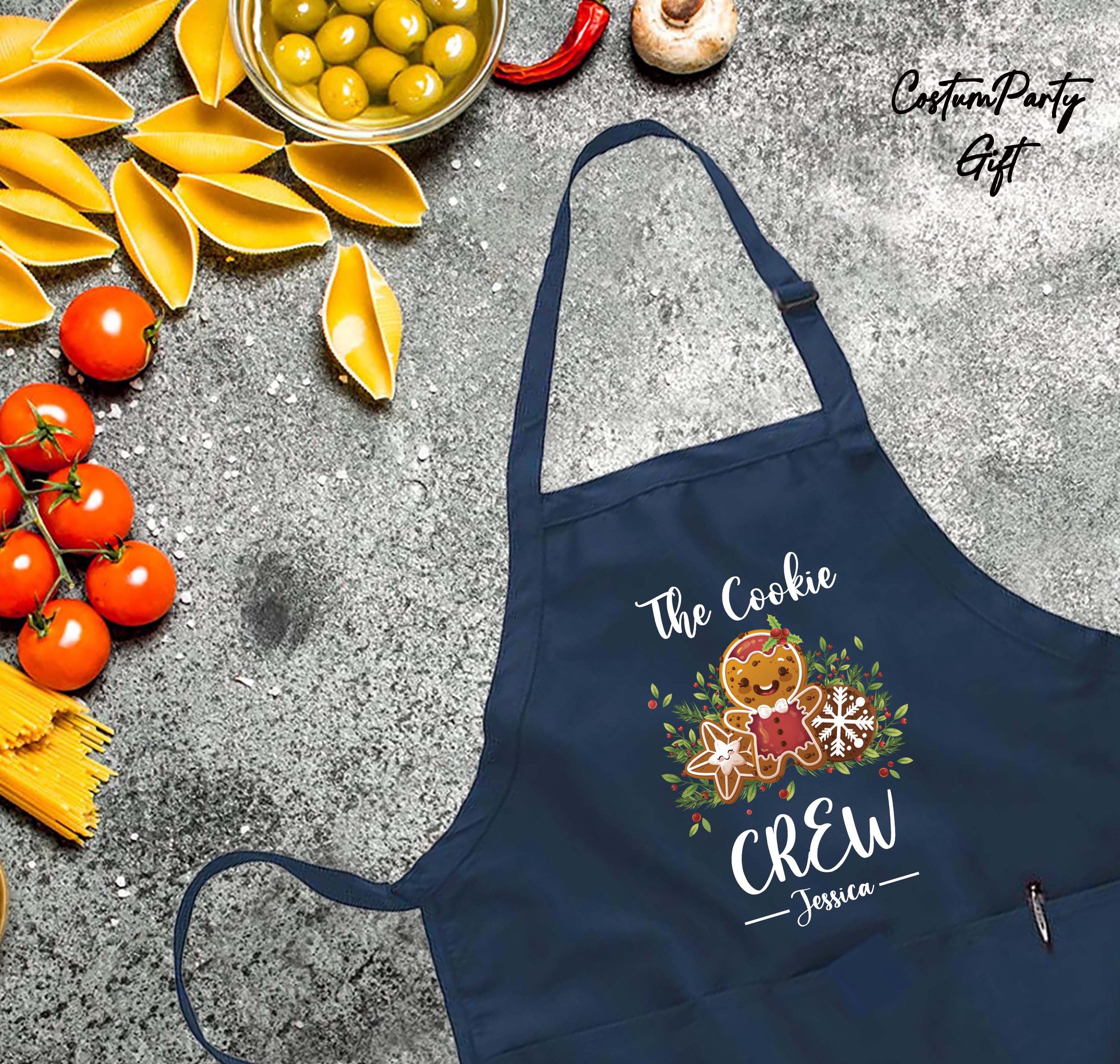 Personalized The Cookie Crew Apron, Funny Apron, Christmas Apron, Christmas Cookie Apron, Kitchen Gift Idea,Custom Name Apron, Cooking Gift