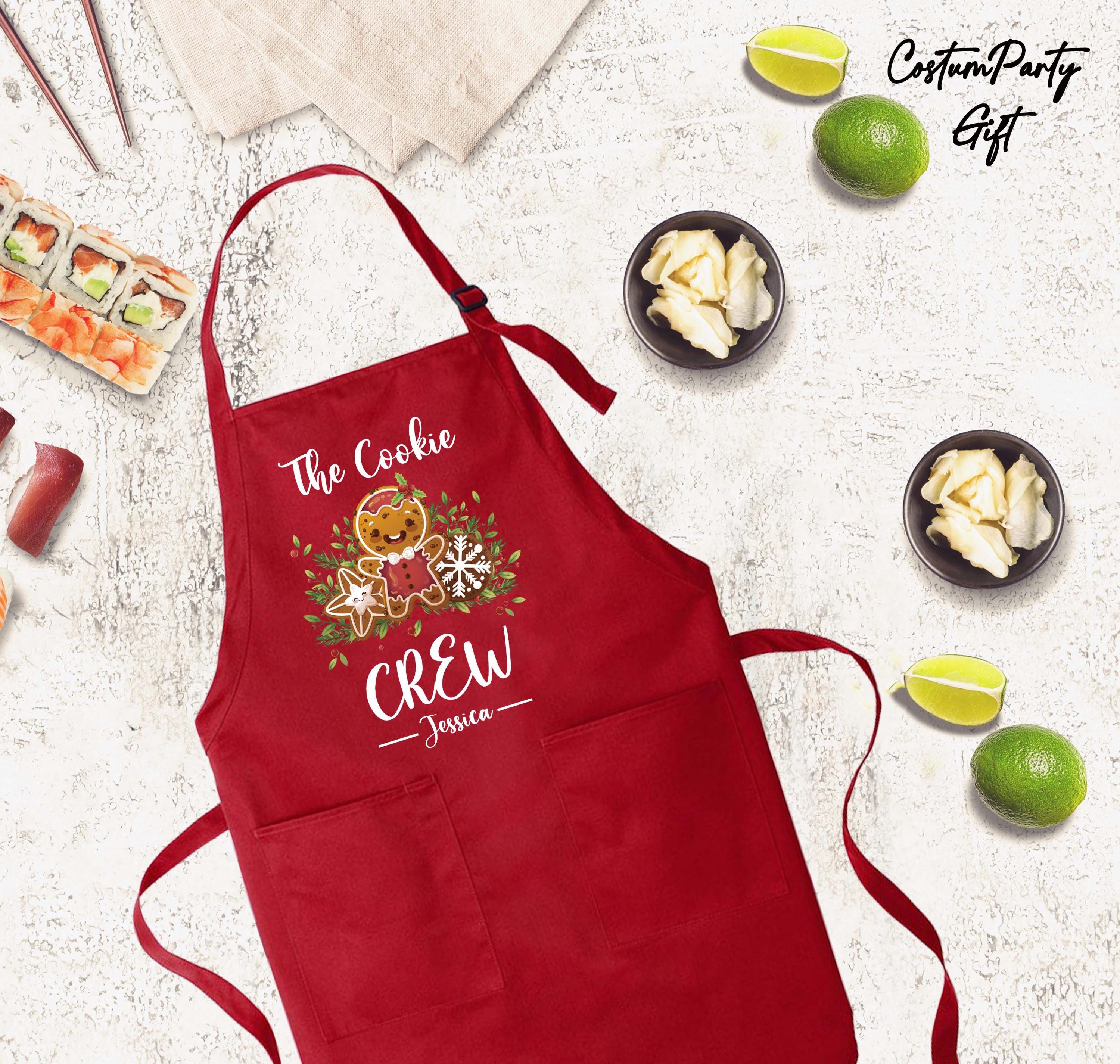 Personalized The Cookie Crew Apron, Funny Apron, Christmas Apron, Christmas Cookie Apron, Kitchen Gift Idea,Custom Name Apron, Cooking Gift