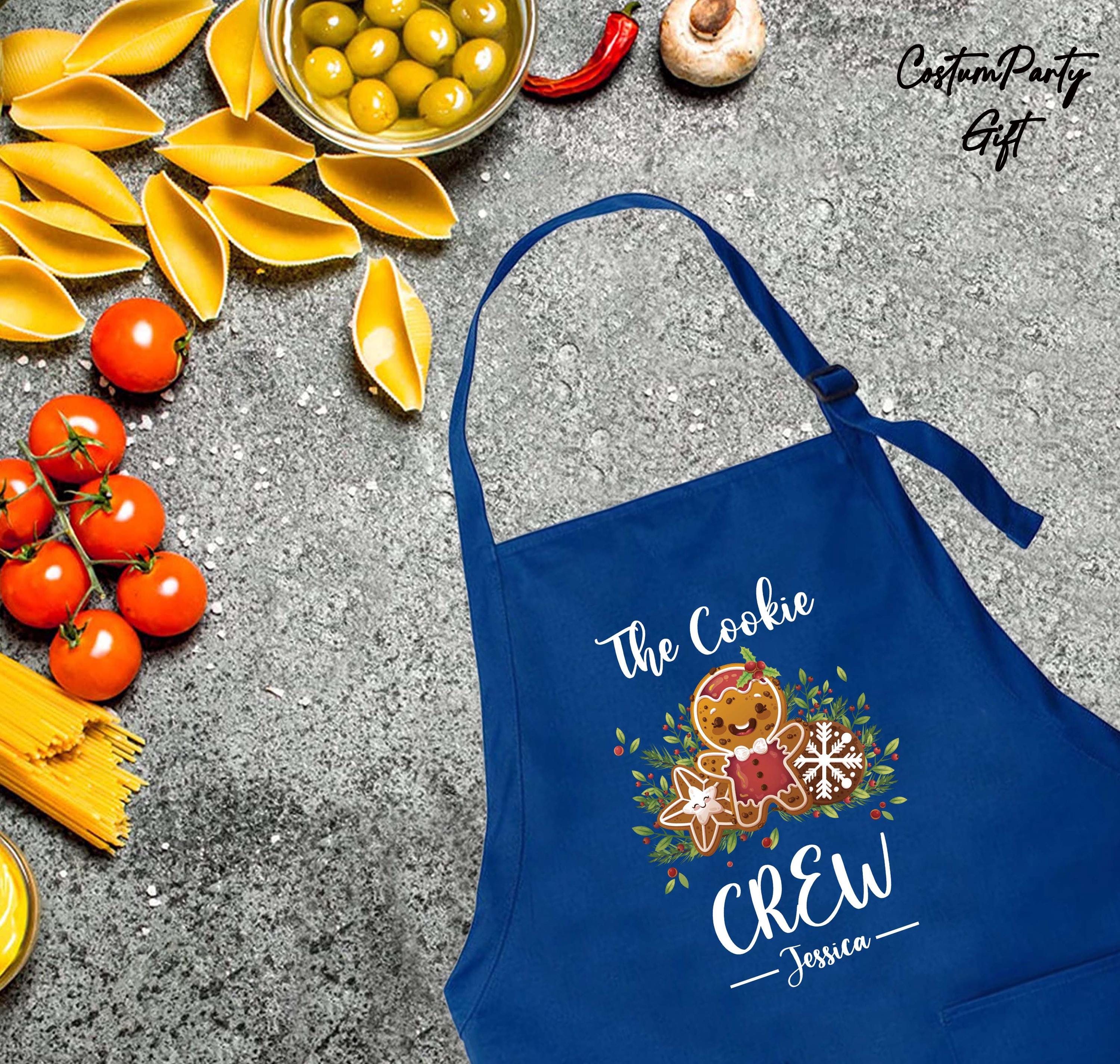 Personalized The Cookie Crew Apron, Funny Apron, Christmas Apron, Christmas Cookie Apron, Kitchen Gift Idea,Custom Name Apron, Cooking Gift