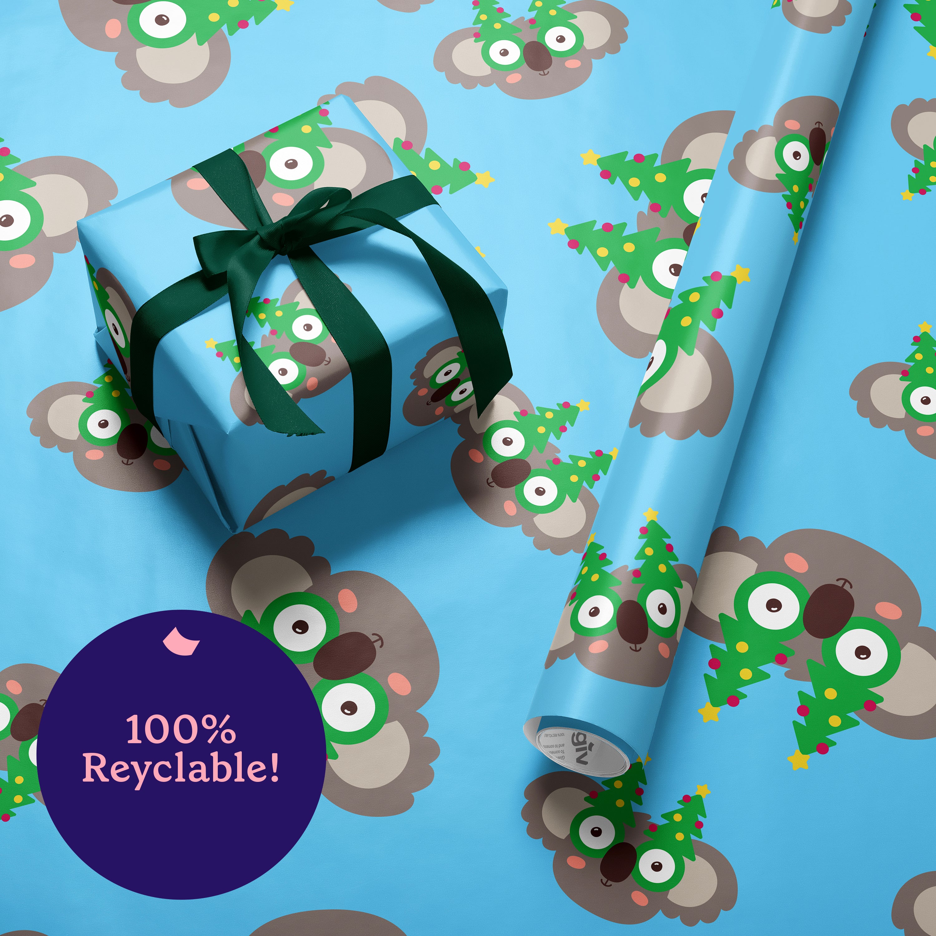 6 Rolls of Koala Specs Christmas Wrapping Paper (Each Roll 3M x 70CM)