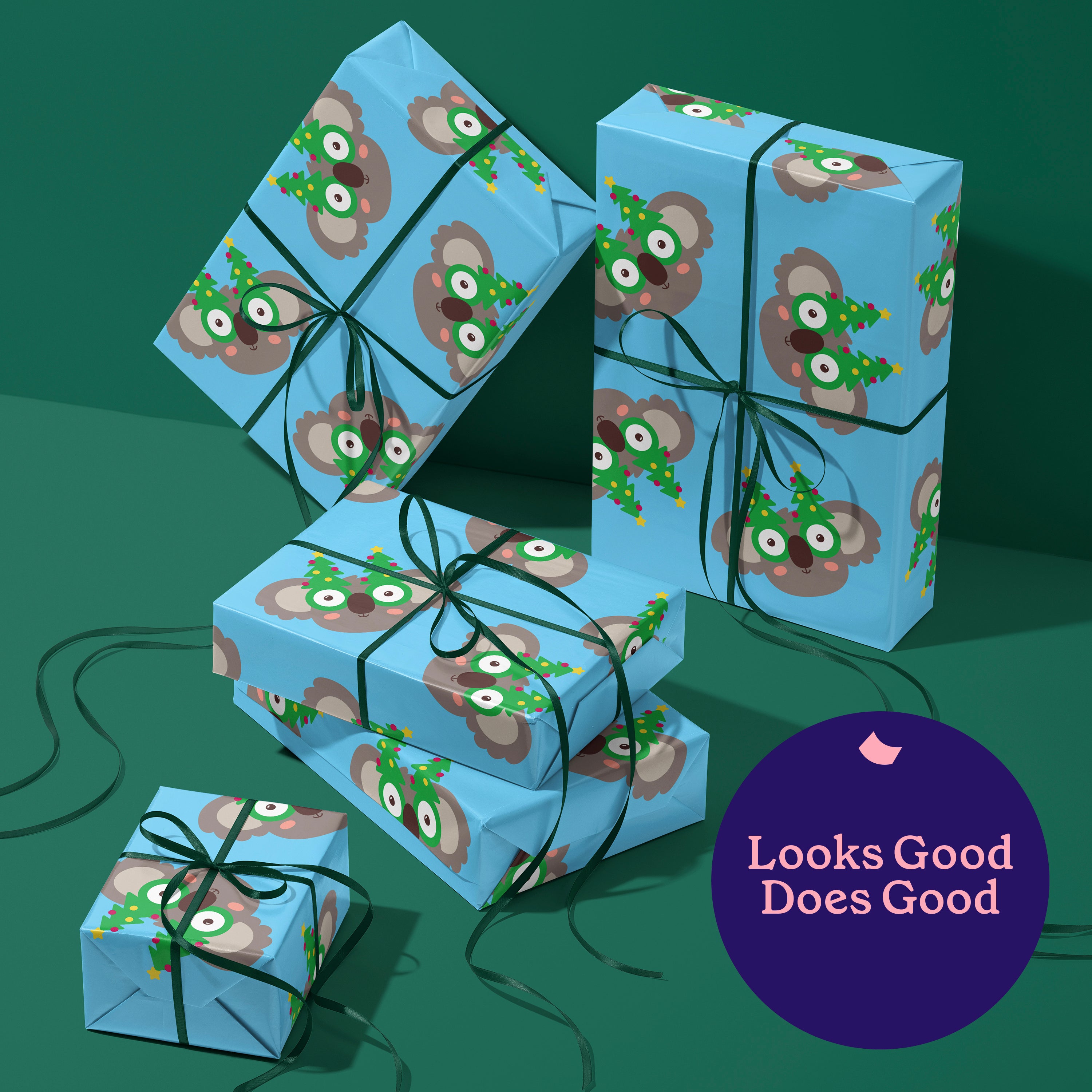 6 Rolls of Koala Specs Christmas Wrapping Paper (Each Roll 3M x 70CM)