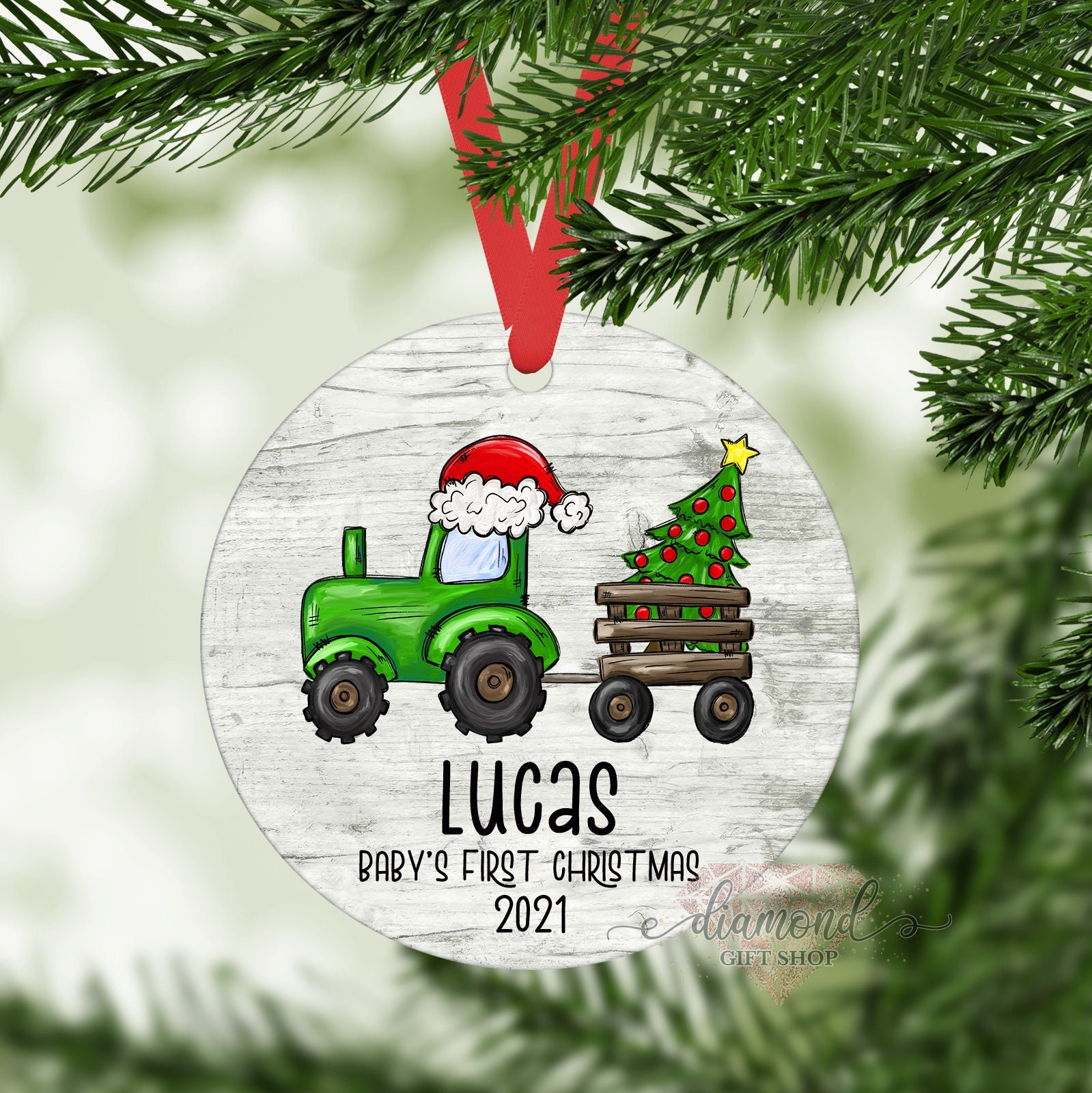 Baby's First Christmas Ornament, Tractor Ornament, Farm Ornament, Truck Ornament, Children's Christmas Ornament, Kids Car Ornament, Custom