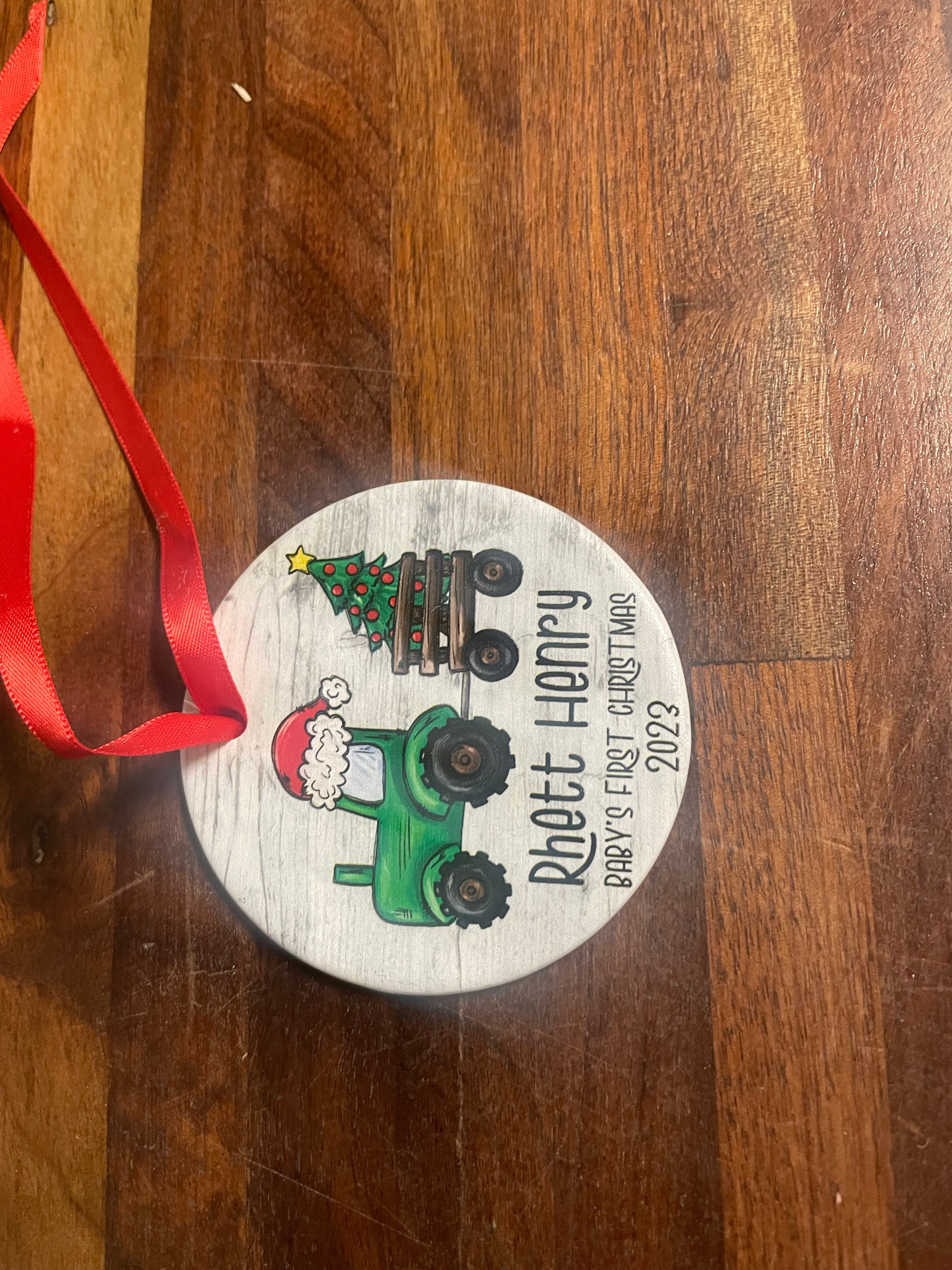 Baby's First Christmas Ornament, Tractor Ornament, Farm Ornament, Truck Ornament, Children's Christmas Ornament, Kids Car Ornament, Custom