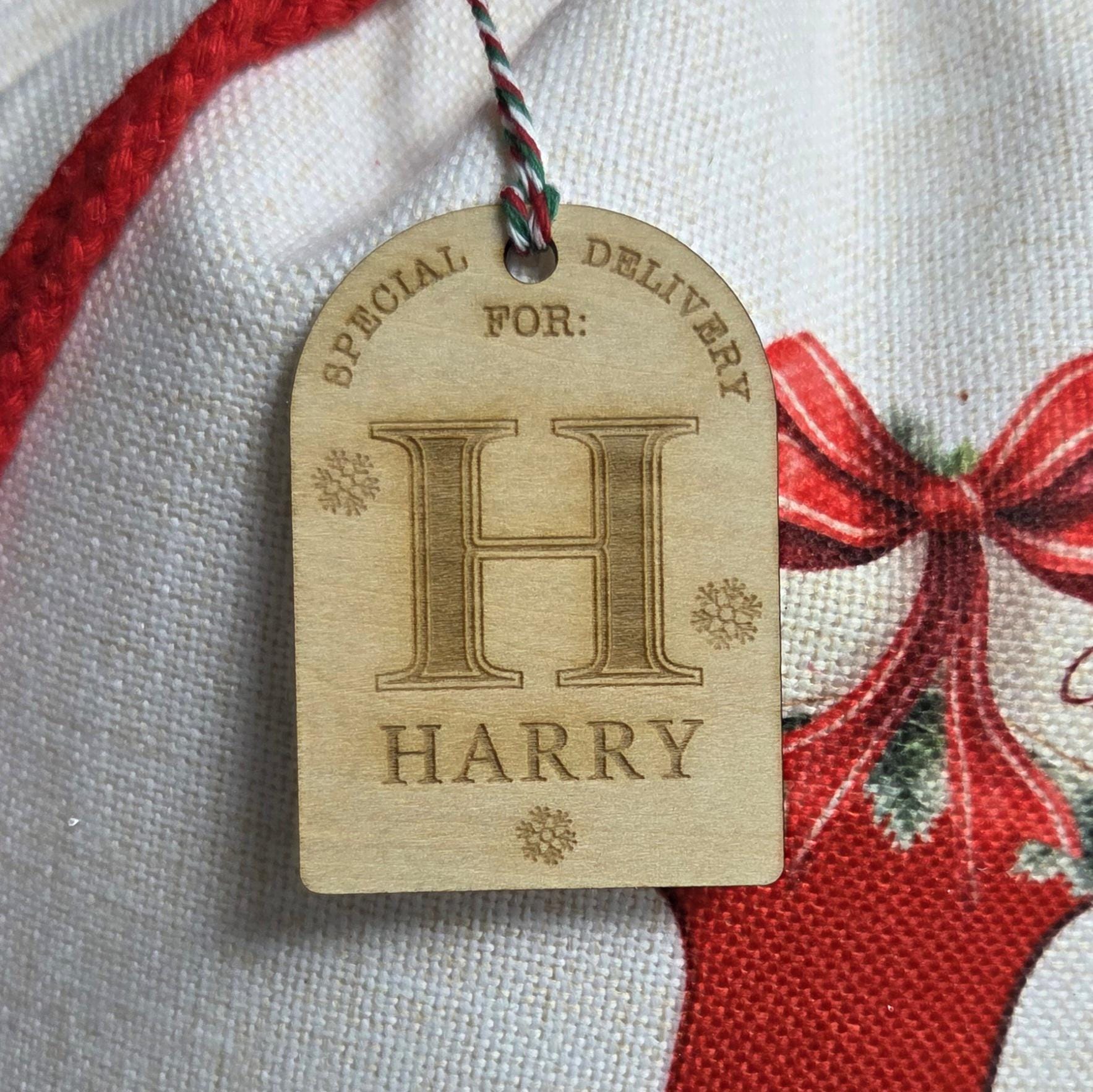 Santa sack for kids and children add name initial | personalised Christmas present bag |  custom Xmas stocking for gifts