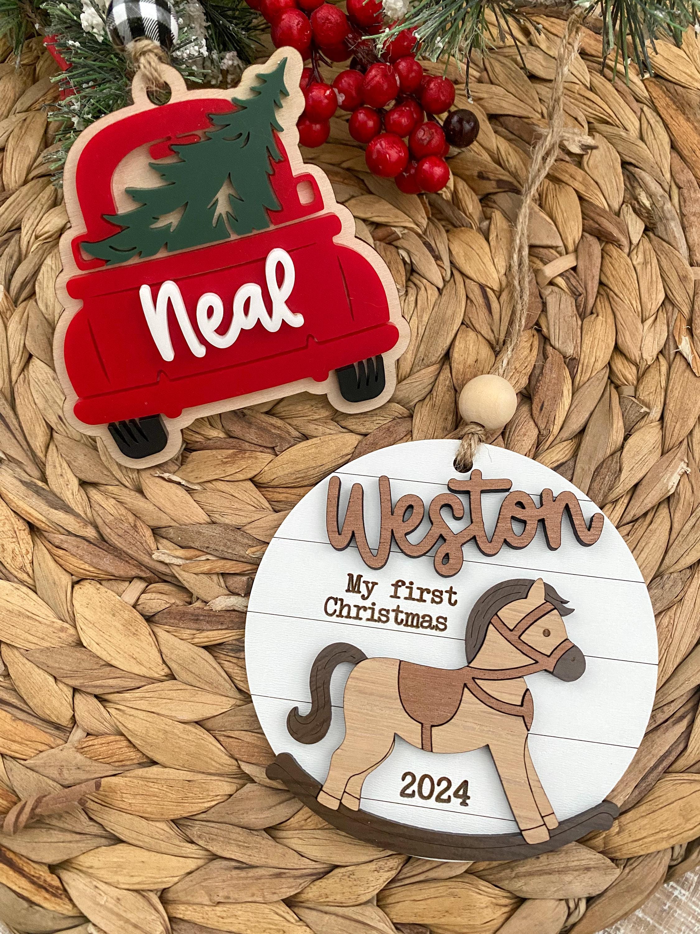 rocking horse Christmas ornament, personalized Christmas ornament, my first Christmas, western gift, baby’s first Christmas, 2025 ornament