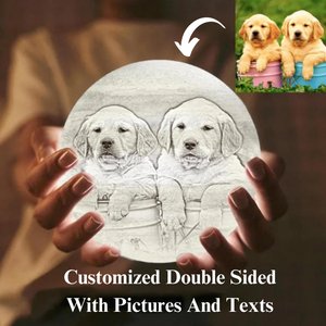Custom Pet Photo Moon Lamp 3D Printed Personalized Night Light Pet Memorial Gift for Dog Cat Lover Unique Pet Owner Home Decor LED Lamp Gift