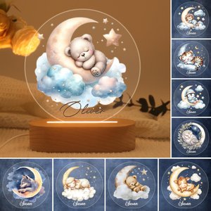 Custom Cute Animal Night Light with Name, Personalized Night Light for Baby Room, Nursery Lamp, Girls/Boys Night Light, 1st Birthday Gift