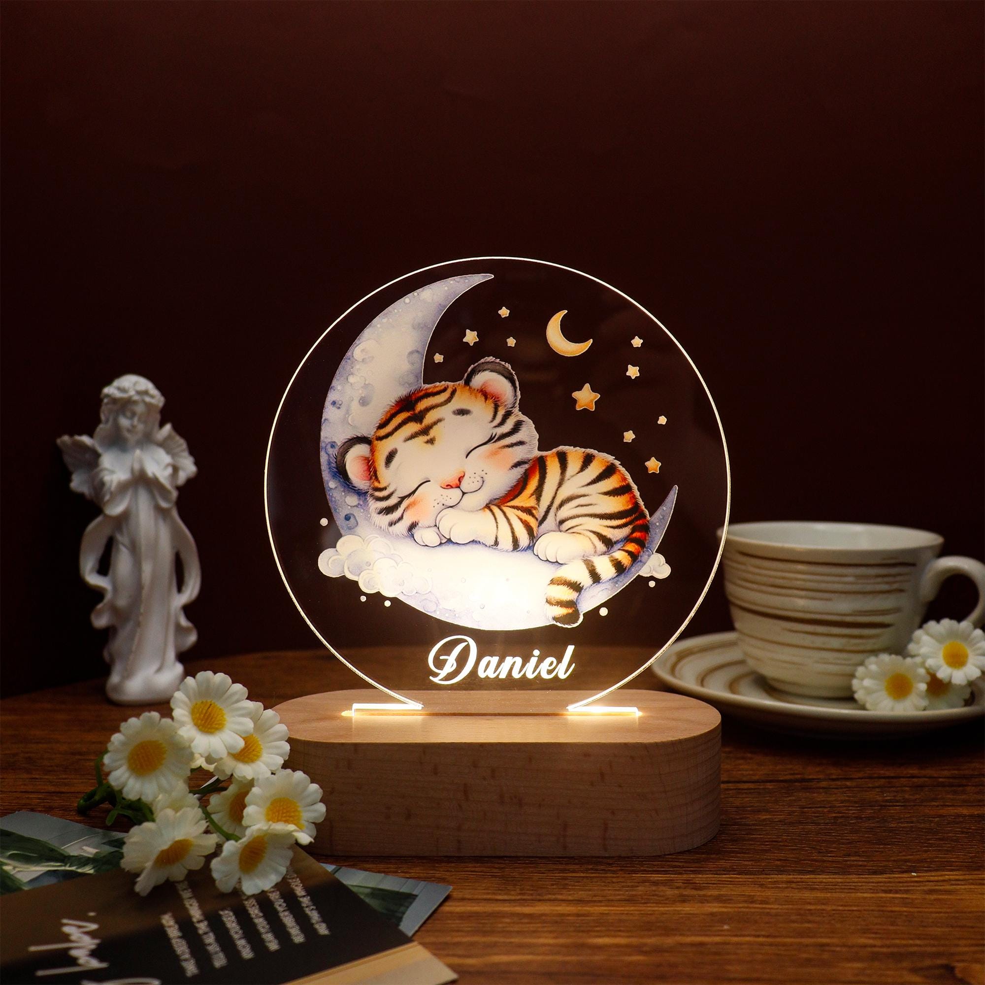 Custom Cute Animal Night Light with Name, Personalized Night Light for Baby Room, Nursery Lamp, Girls/Boys Night Light, 1st Birthday Gift