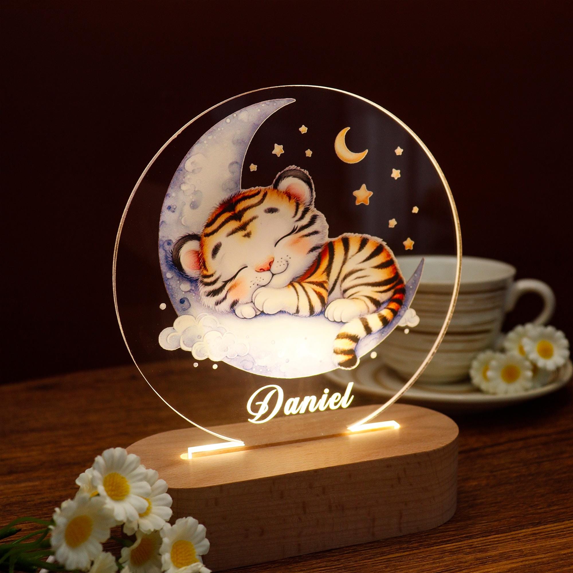 Custom Cute Animal Night Light with Name, Personalized Night Light for Baby Room, Nursery Lamp, Girls/Boys Night Light, 1st Birthday Gift