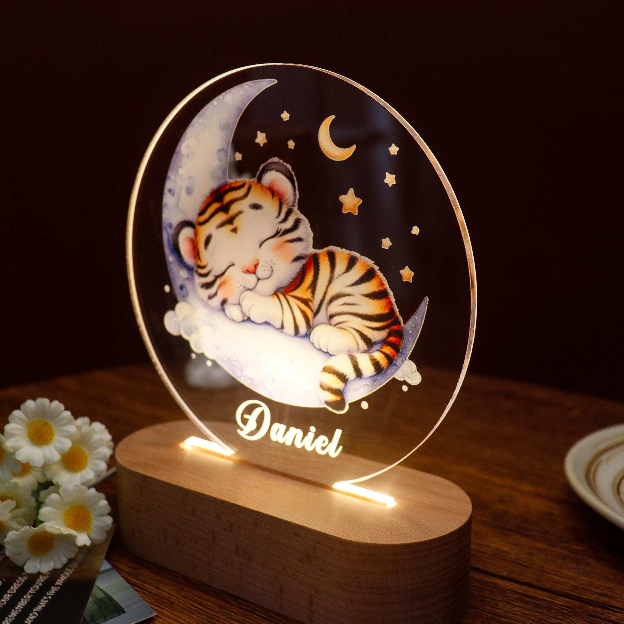 Custom Cute Animal Night Light with Name, Personalized Night Light for Baby Room, Nursery Lamp, Girls/Boys Night Light, 1st Birthday Gift